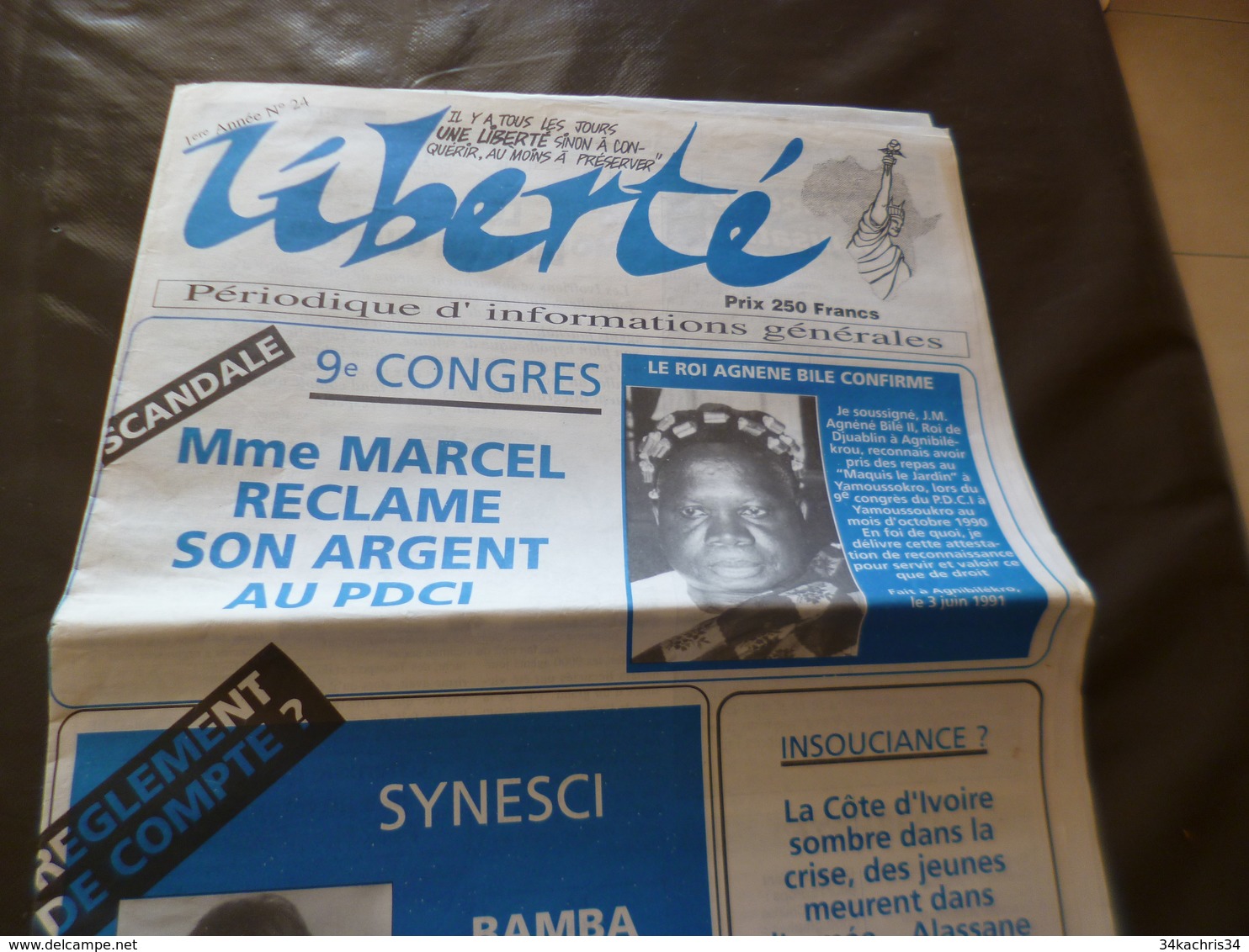 Journal Afrique Liberté N°24 Cote D'Ivoire 10 Pages 1991 - 1950 à Nos Jours