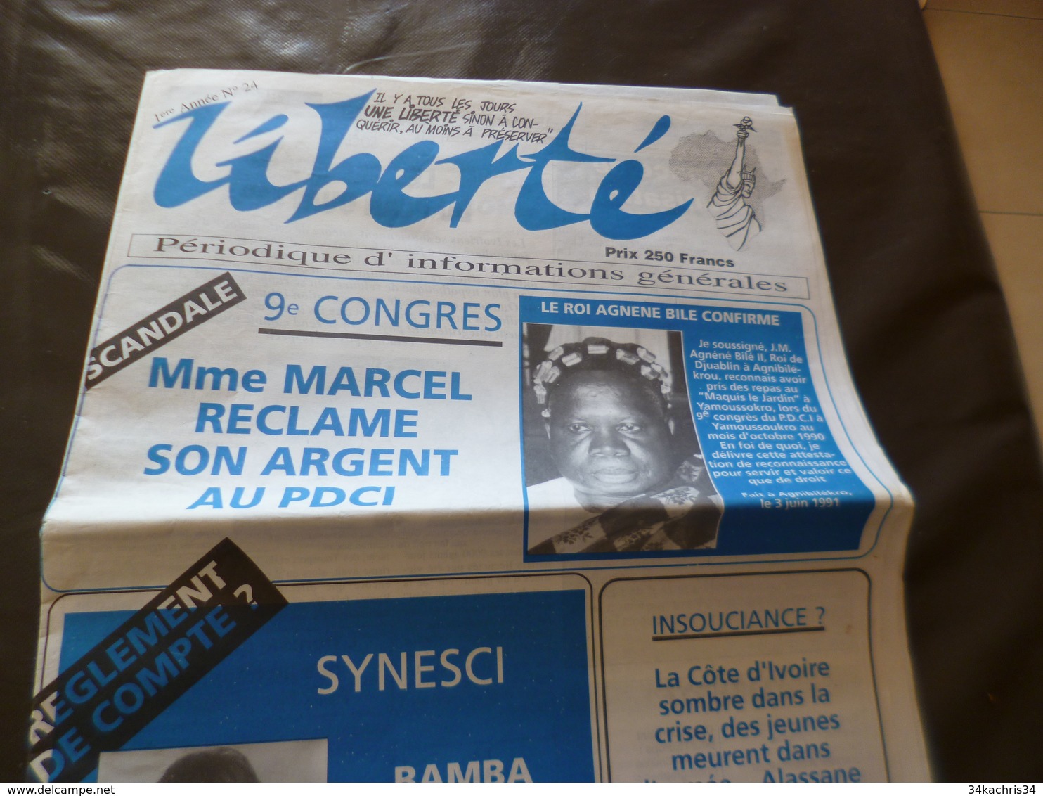 Journal Afrique Liberté N°24 Cote D'Ivoire 10 Pages 1991 - Desde 1950