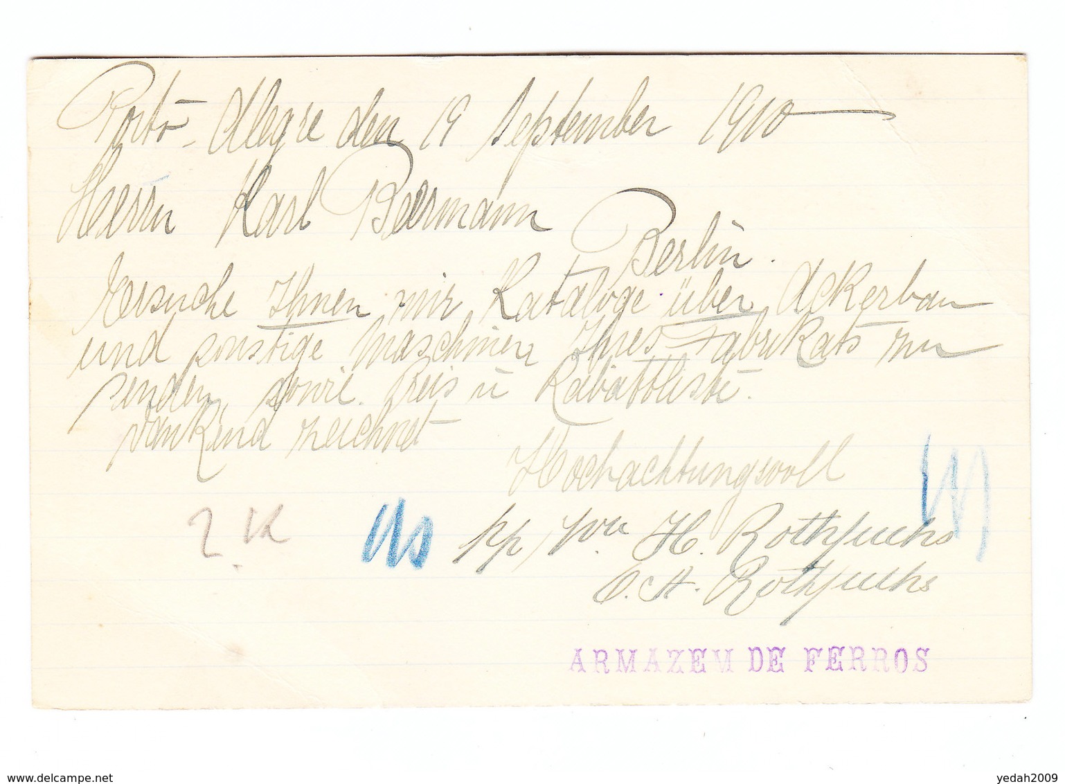 Brazil/Germany POSTAL CARD 1910 - Postwaardestukken