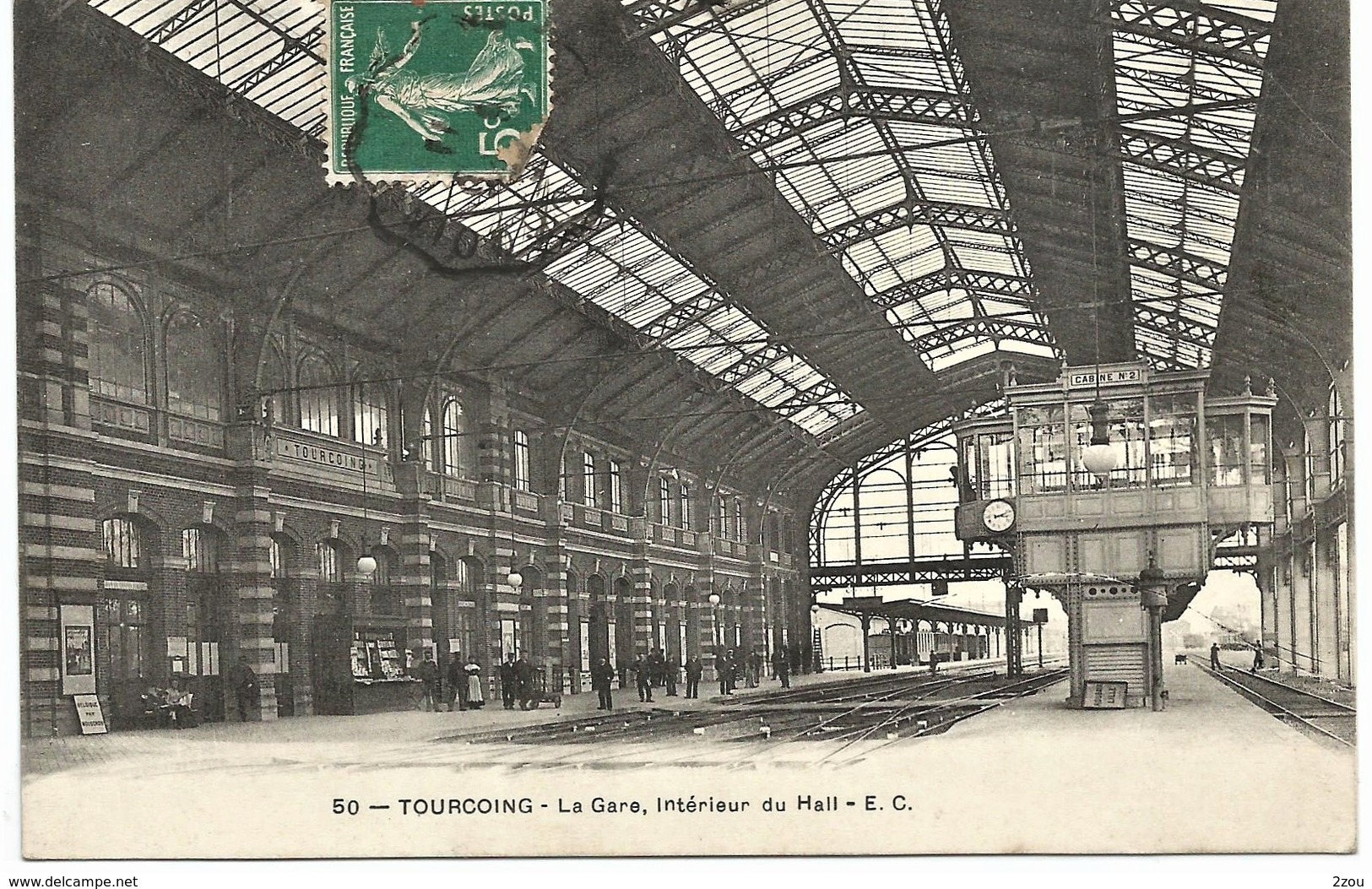 TOURCOING LA GARE INTERIEUR DU HALL E C BON ETAT CIRCULEE 2011 - Tourcoing