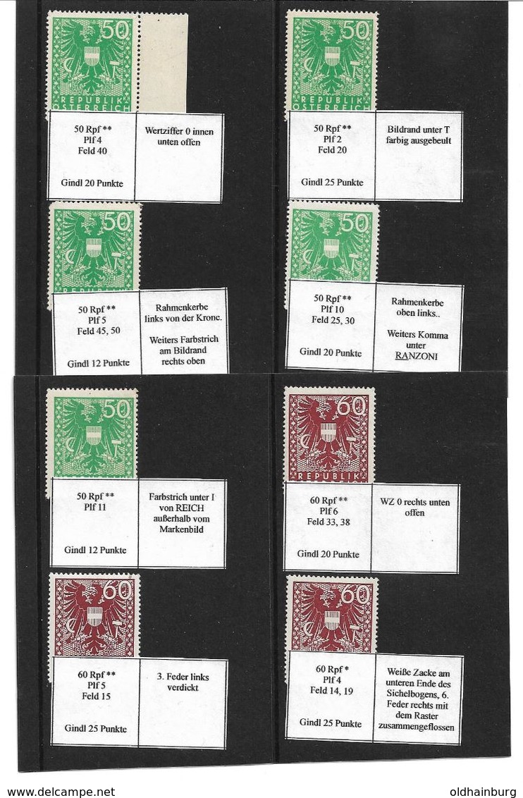 4171i: Wappenserie 1945, Abarten Nach Gindl- Die Werte Zu 50 Und 60 Rpf.- 159 Punkte ! - Variétés & Curiosités