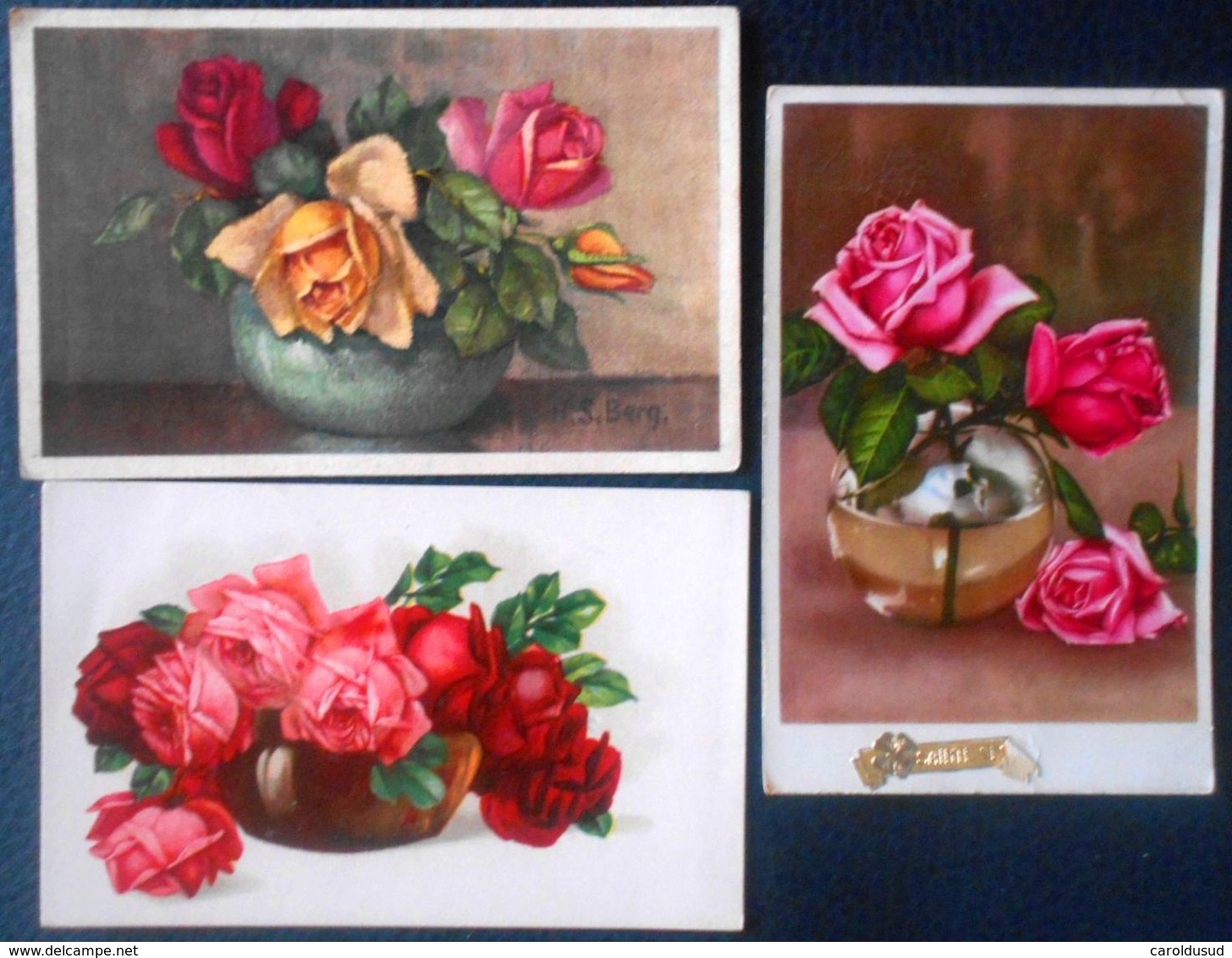 Cp Lot 5x LITHO  ILLUSTRATEUR Divers Berg ROSES ROSE DANS VASE ART NOUVEAU  Deco - Collezioni E Lotti