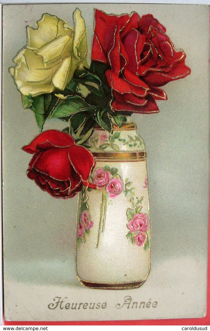 cp lot 5x LITHO  ILLUSTRATEUR divers berg ROSES ROSE DANS VASE ART NOUVEAU  deco