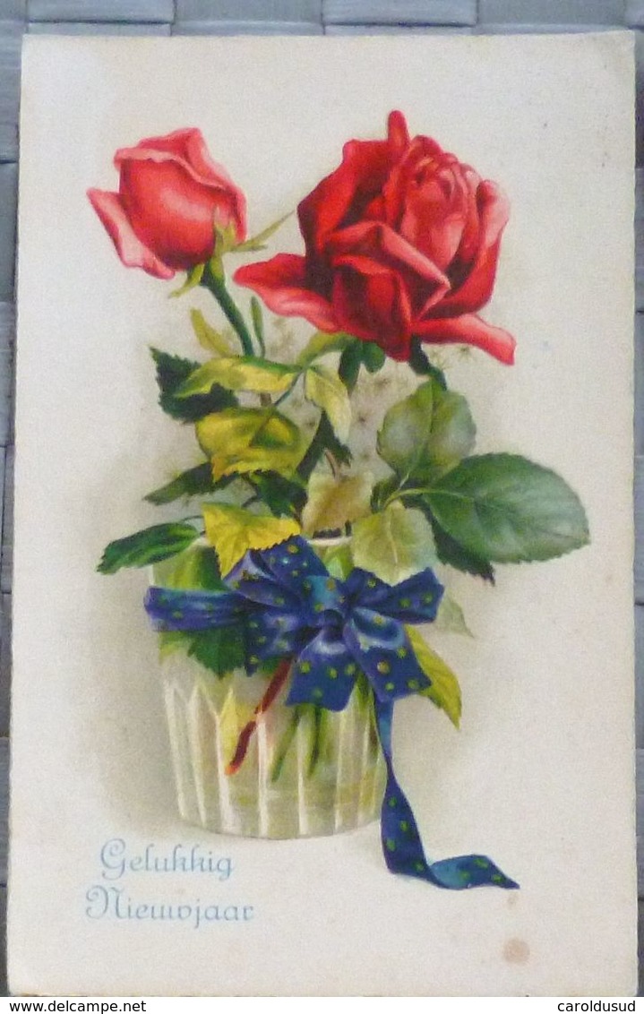 CPA lot 8x litho illustrateur divers 5x KLEIN BOUQUET ART rose roses dans vase en verre transparent