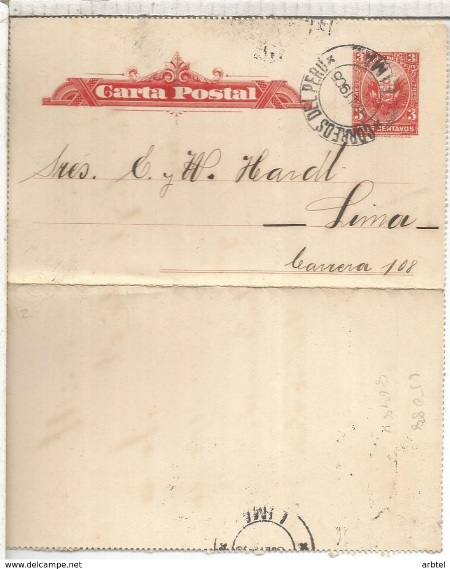 PERU 1905 ENTERO POSTAL 1905 PRIVADO MARIANO L DIAZ - Pérou