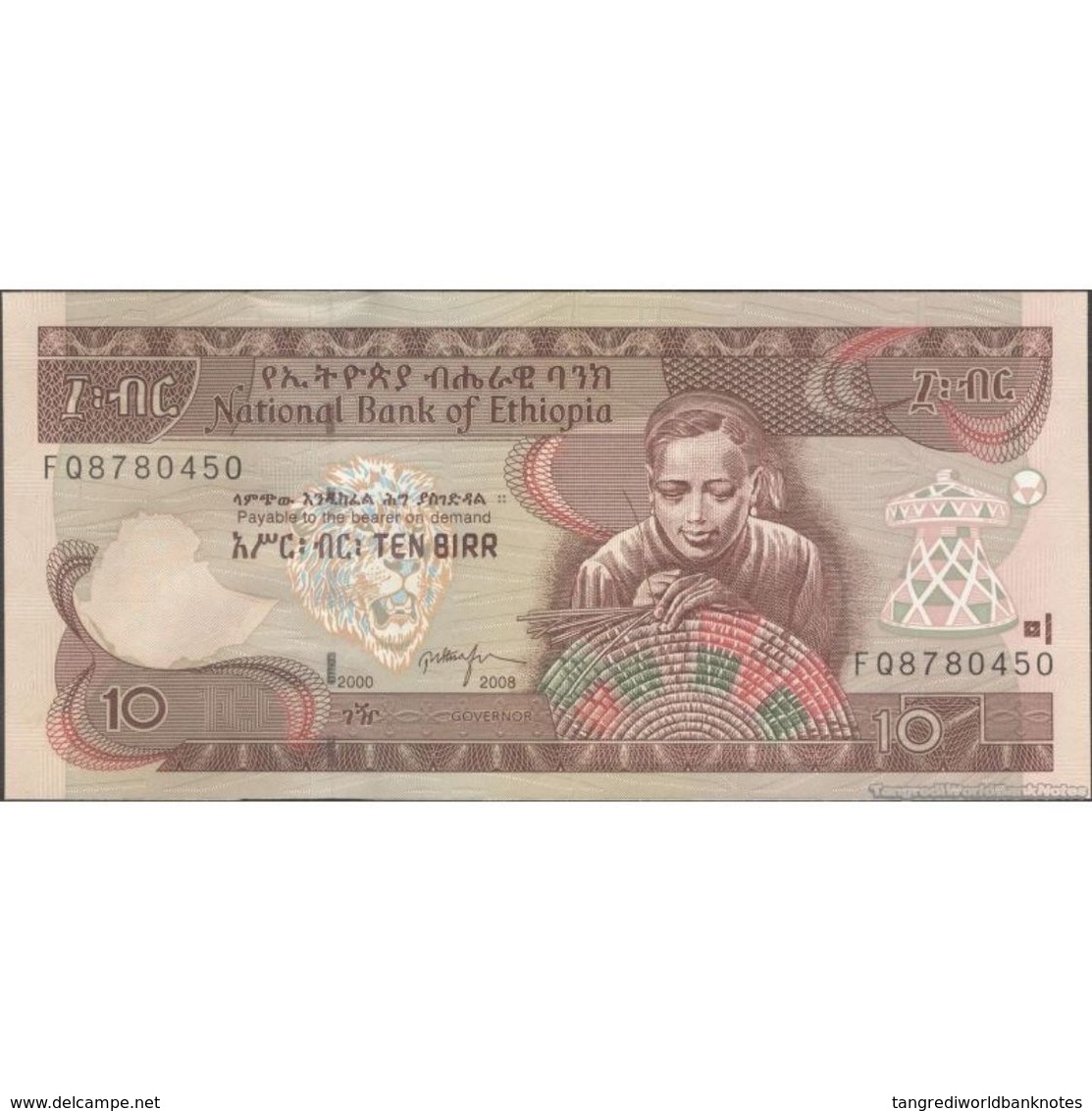 TWN - ETHIOPIA 48e - 10 Birr 2008 Prefix FQ UNC - Ethiopia