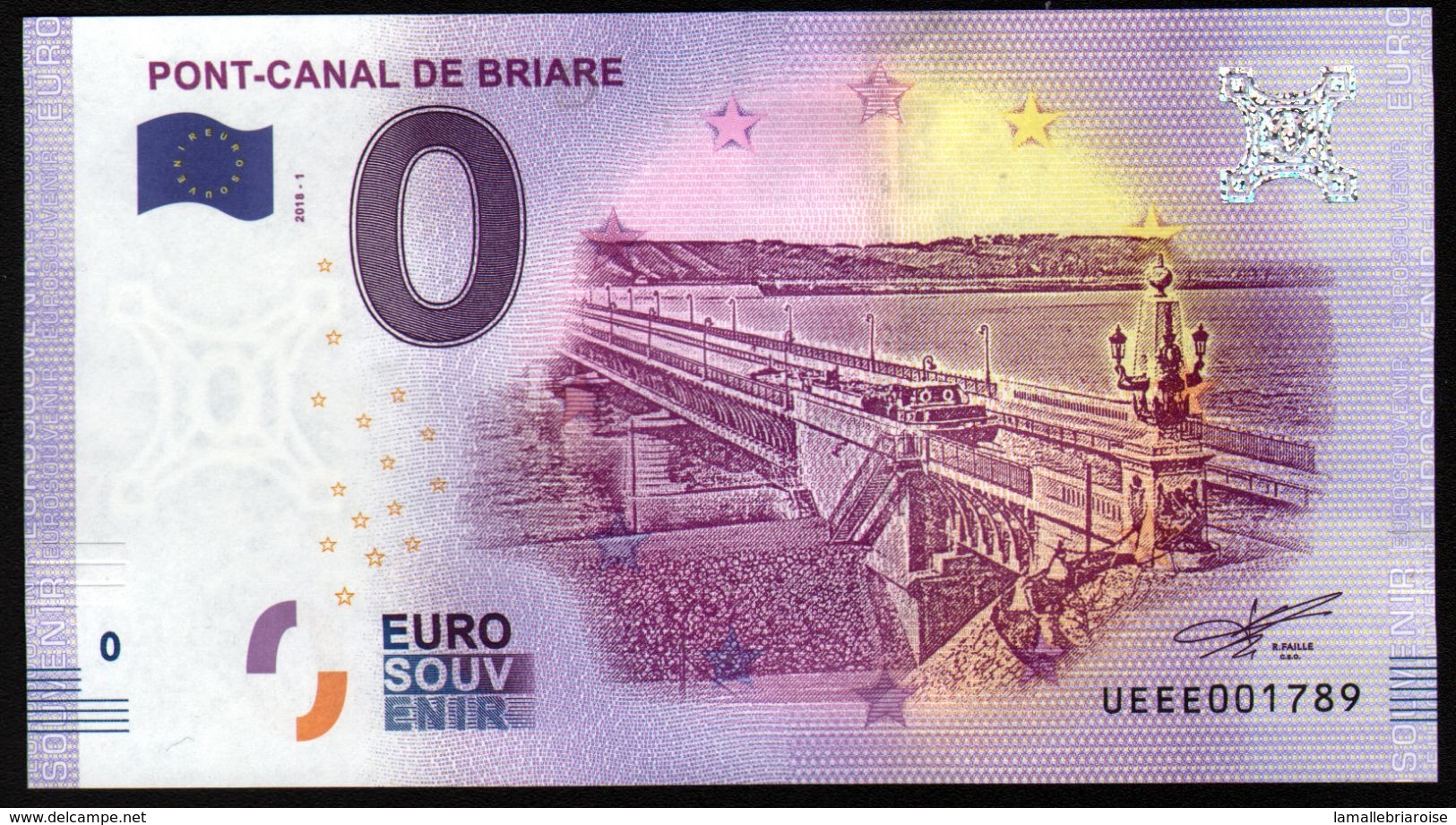 France - Billet Touristique 0 Euro 2018 N°001789 (UEEE003300/5000) - PONT-CANAL DE BRIARE - Private Proofs / Unofficial