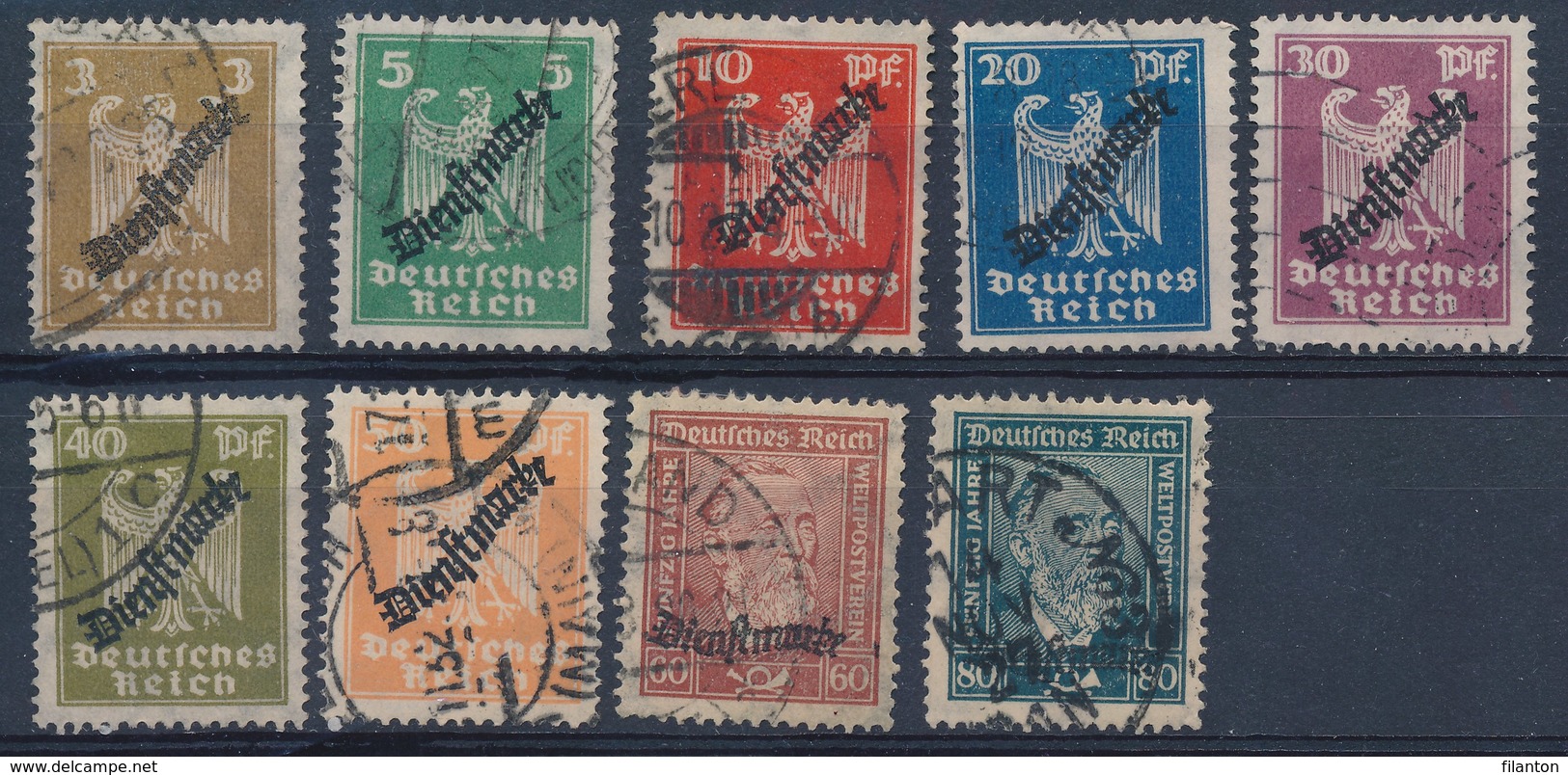 REICH -  Mi Nr 105/113 - Dienstmarken - Gest./obl. - Cote 65,00 € - Dienstmarken