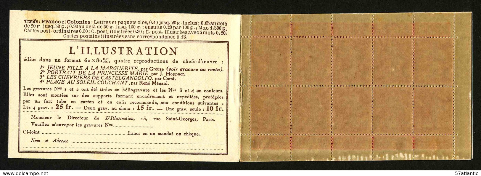 FRANCE - CARNET 194-C1 - 20 TIMBRES ** SEMEUSE 40c Vermillon - Other & Unclassified