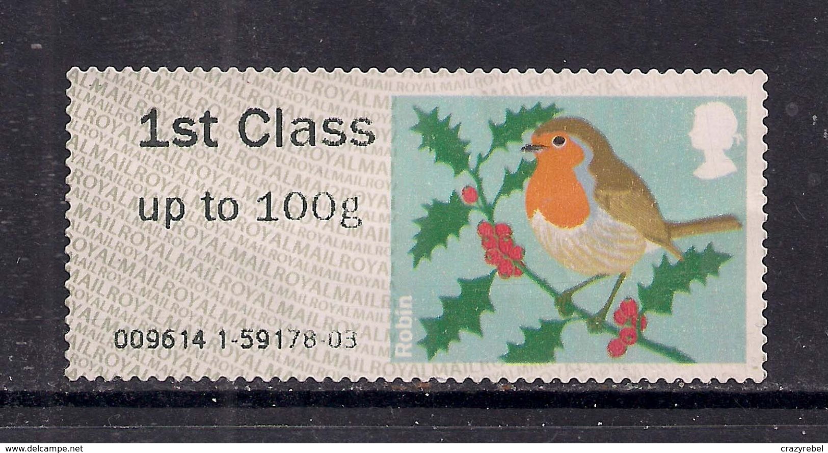 GB 2012 QE2 1st Post & Go Up To 100 Gms Christmas Robin No Gum ( B279 ) - Post & Go (automaten)