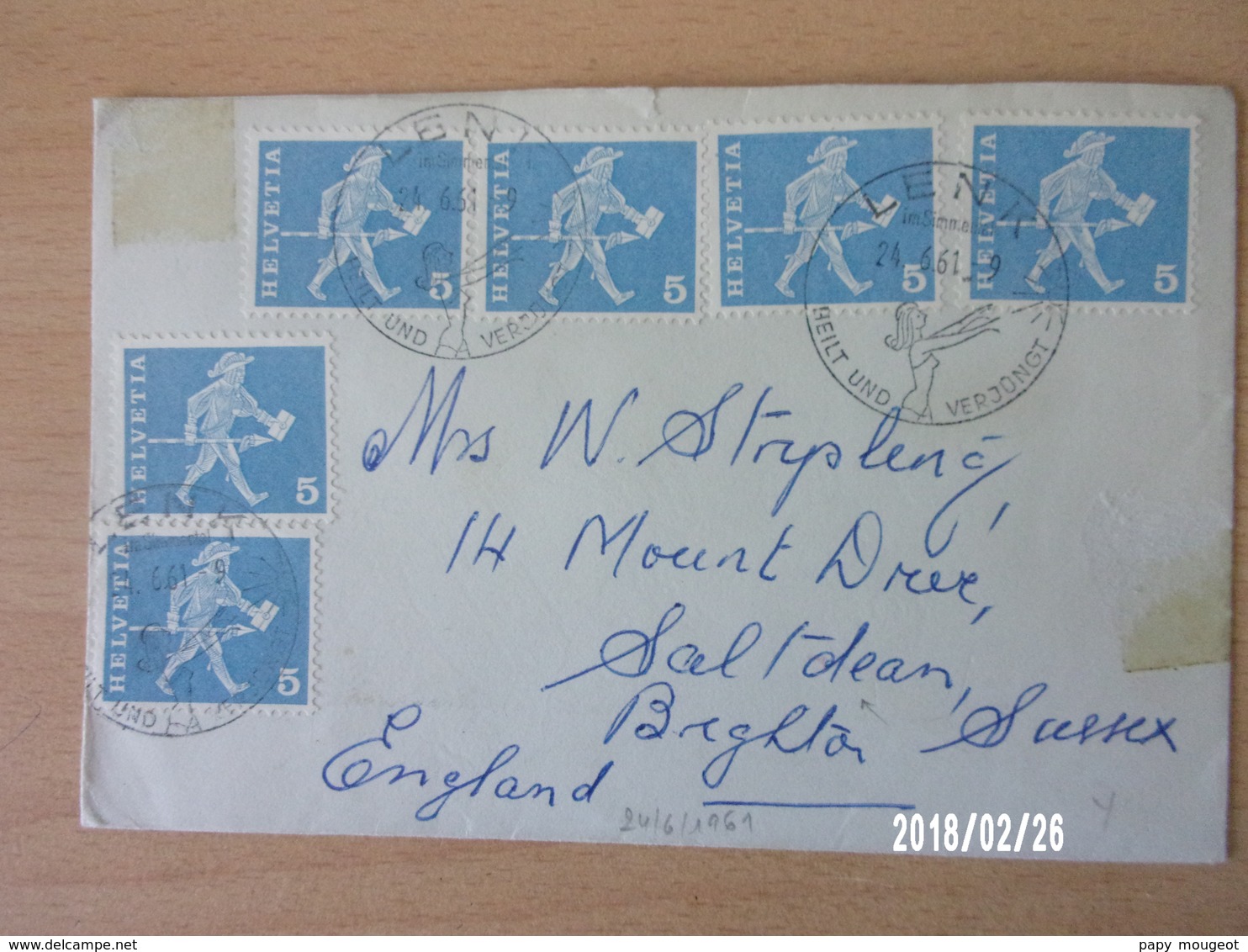 N°696 Michel (x6)  Lenk Pour Brighton - 1961 - Poststempel