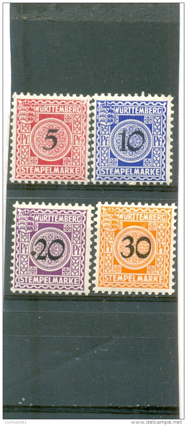 1911 WURTEMBERG  Stempelmarke Les 4 Timbres ( ** ) Le Série 5 10 20 30 - Autres & Non Classés