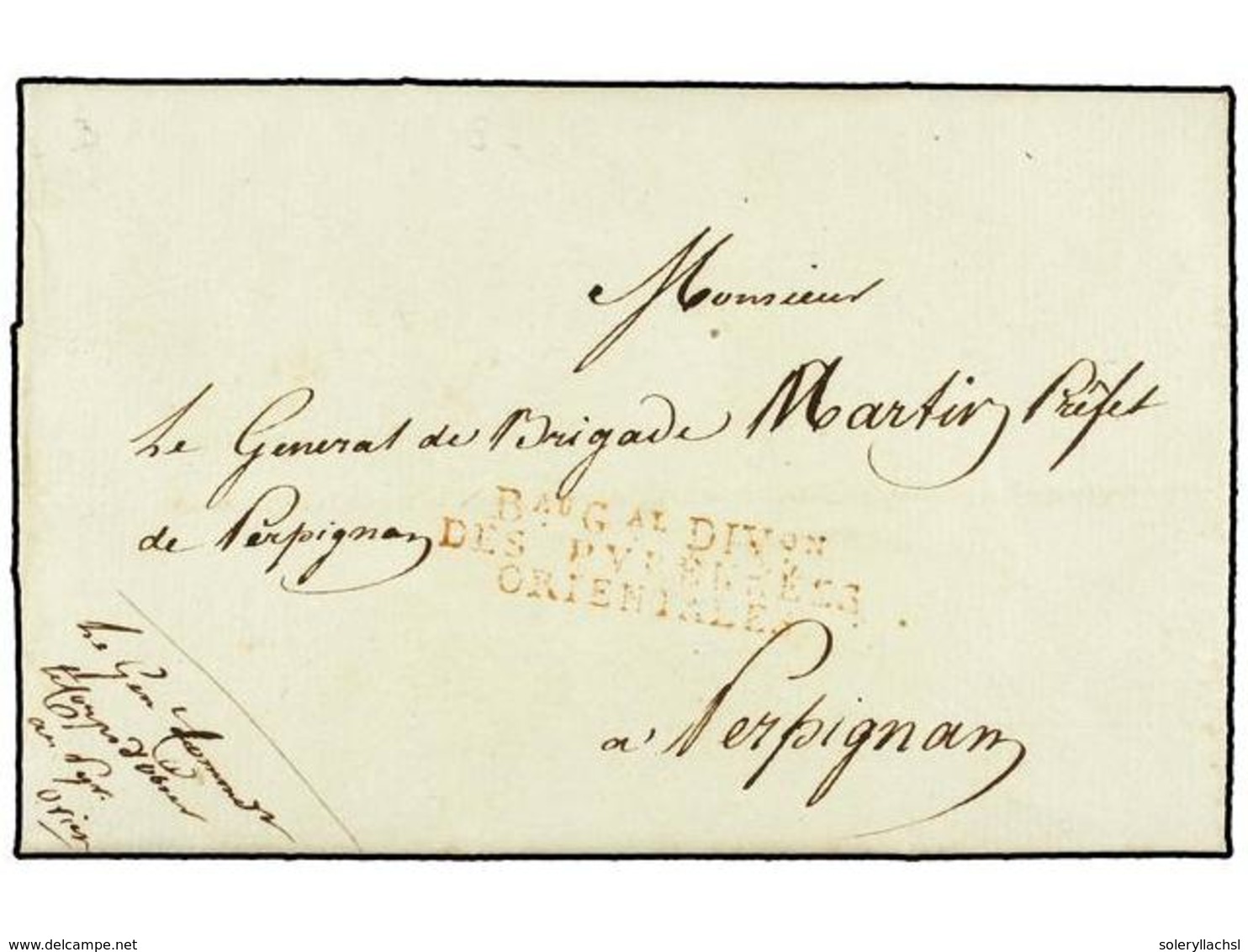 40 ESPAÑA: PREFILATELIA. 1808 (2 Junio). <B>EJÉRCITOS FRANCESES. </B>BARCELONA A FRANCIA. Carta Del General G. P. Duhesm - Other & Unclassified