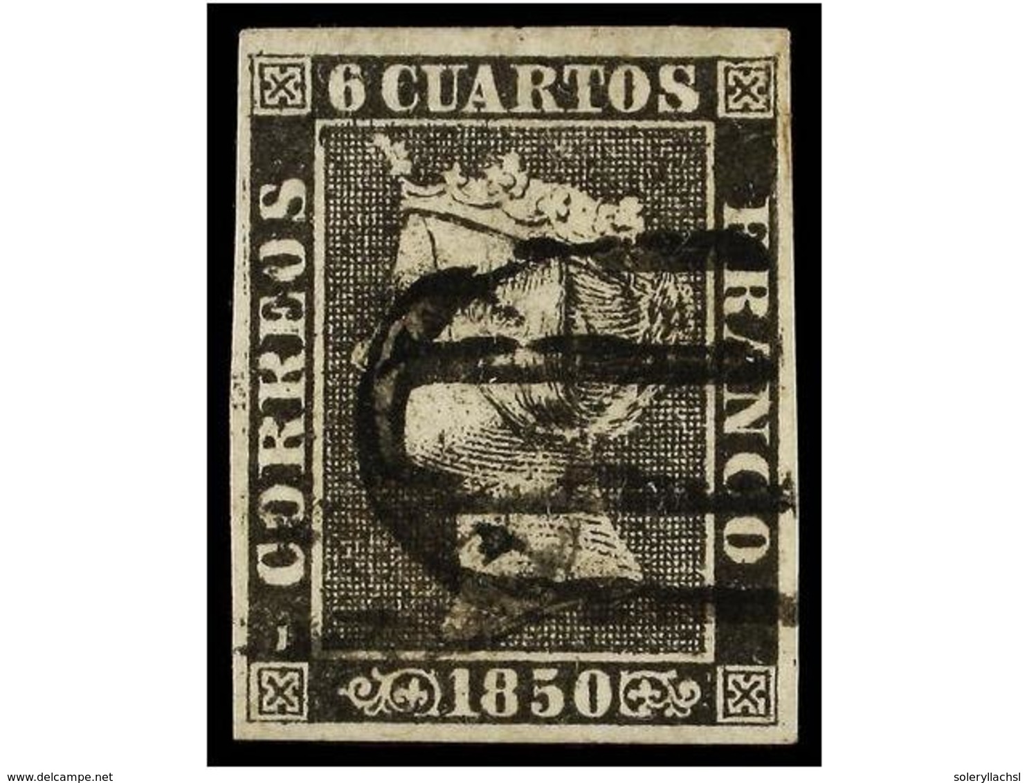 67 ° ESPAÑA. Ed.1 Y 1A. <B>6 Cuartos</B> Negro. Diez Sellos Con Mat. <B>PARRILLA DE MADRID. </B> - Autres & Non Classés