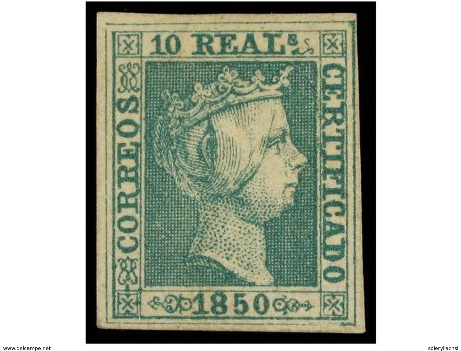 93 (*) ESPAÑA. Ed.5. <B>5 Reales</B> Verde. Magnífico Ejemplar, Tres Márgenes Enormes Y El Cuarto Completo. Cert. COMEX  - Autres & Non Classés