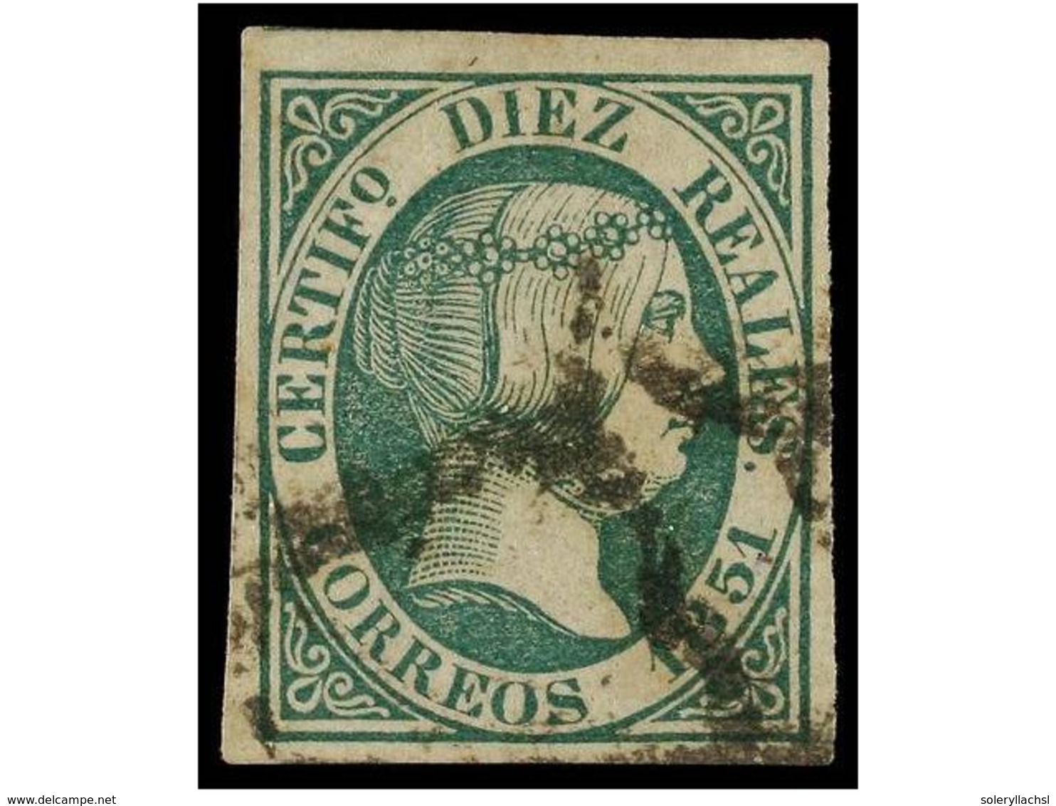 115 ° ESPAÑA. Ed.11. <B>10 Reales</B> Verde. Muy Bonito Ejemplar. Cert. GRAUS Y COMEX. Cat. 720€. - Autres & Non Classés