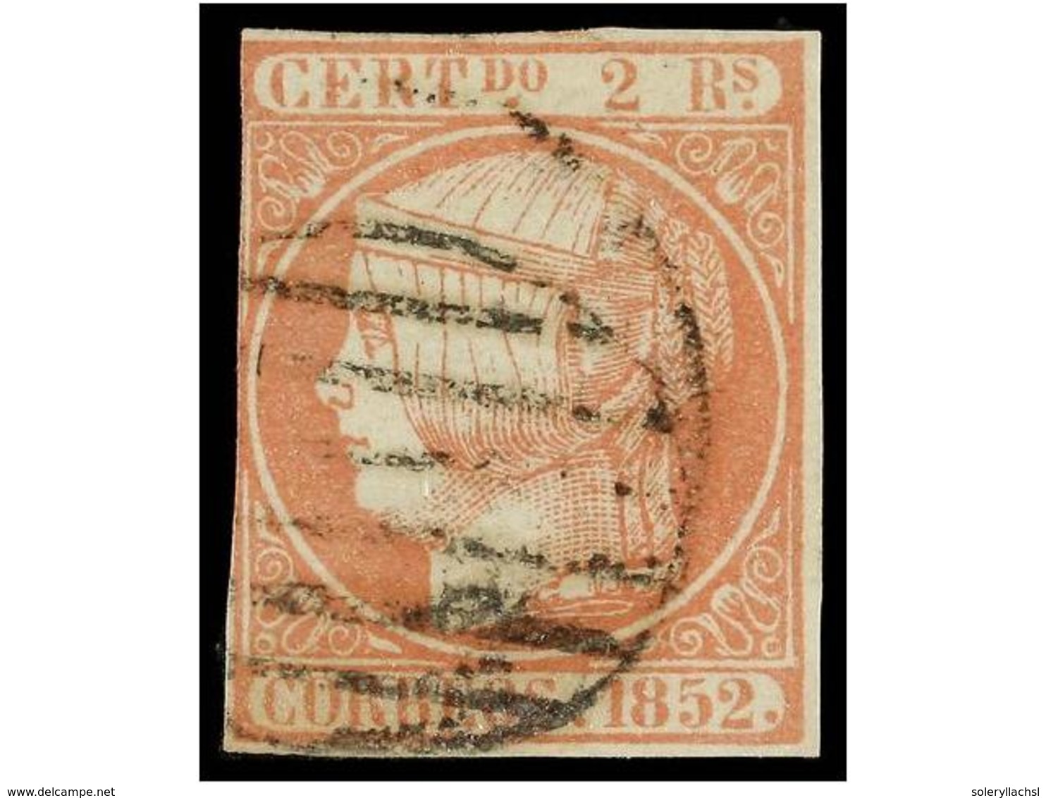 125 ° ESPAÑA. Ed.14. <B>2 Reales</B> Naranja.<B> FALSO SPERATI,</B> Marquilla <B>B.P.A.</B> Al Dorso, Un Margen Corto. - Autres & Non Classés