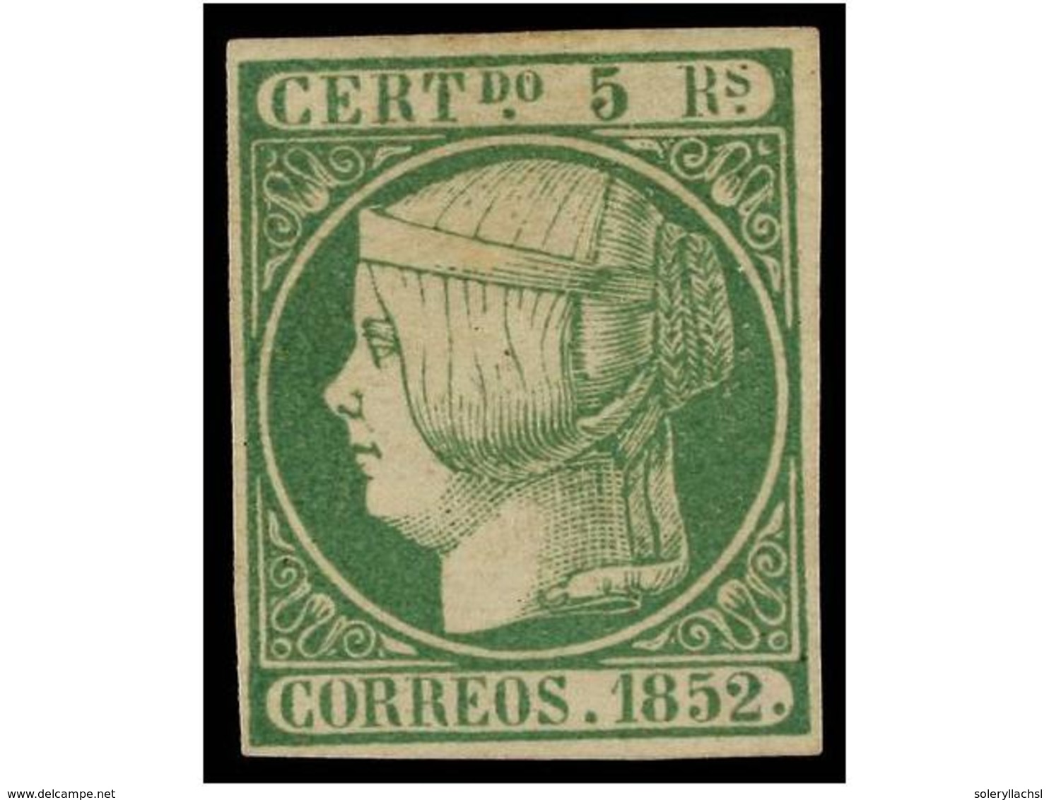 126 (*) ESPAÑA. Ed.15. <B>5 Reales</B> Verde. Color Excepcional. PIEZA DE LUJO. Cert. COMEX. Cat. 3.150€. - Autres & Non Classés