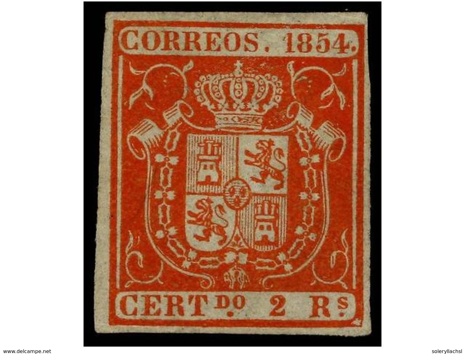 139 (*) ESPAÑA. Ed.25. <B>2 Reales</B> Rojo. Color Fresco, Grandes Márgenes. MAGNÍFICO EJEMPLAR. Cert. EXFIMA (1978). Ca - Autres & Non Classés