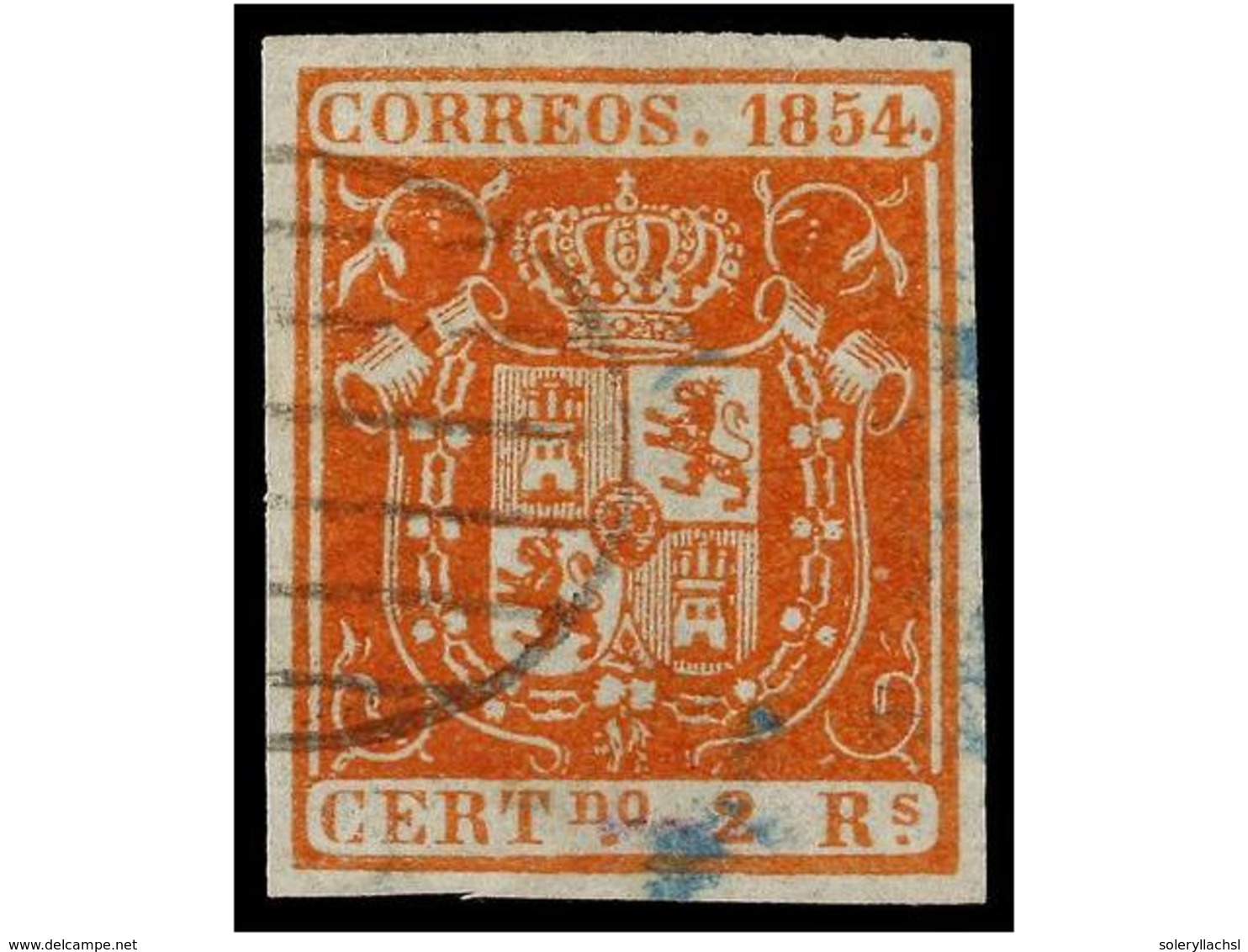 140 ° ESPAÑA. Ed.25. <B>2 Reales</B> Bermellón. MUY BONITO EJEMPLAR. Cat. 147€. - Autres & Non Classés