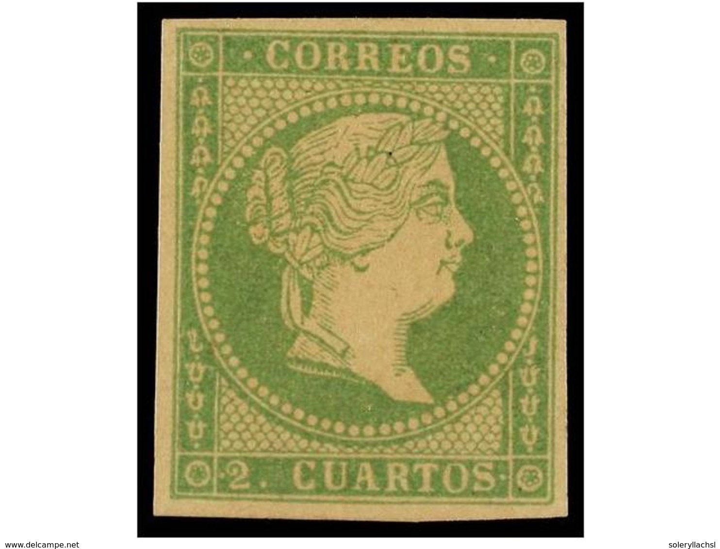 174 (*) ESPAÑA. Ed.47. <B>2 Cuartos</B> Verde. Color Algo Desvaido. MAGNÍFICO EJEMPLAR. Cert. EXFIMA. Cat. 745€. - Autres & Non Classés