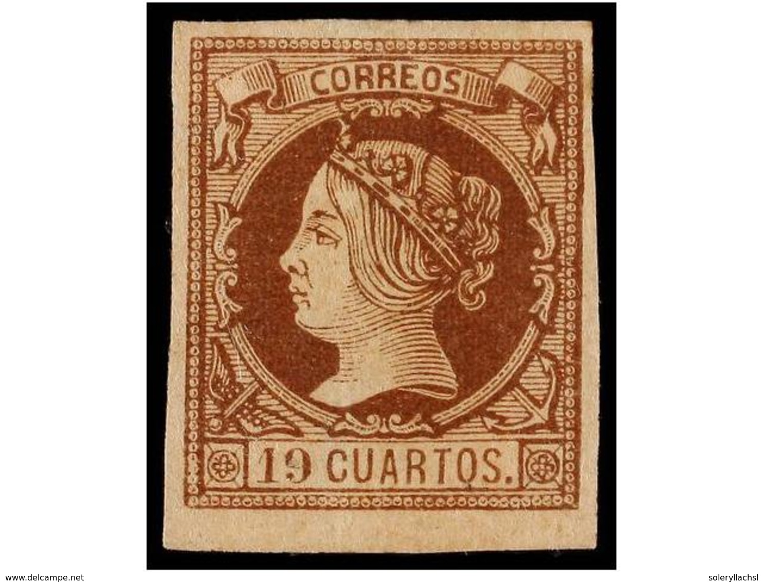 195 * ESPAÑA. Ed.54. <B>19 Cuartos</B> Castaño S. Salmón. Color Muy Fresco Conservando Toda Su Goma Original. Ex. Col. H - Autres & Non Classés