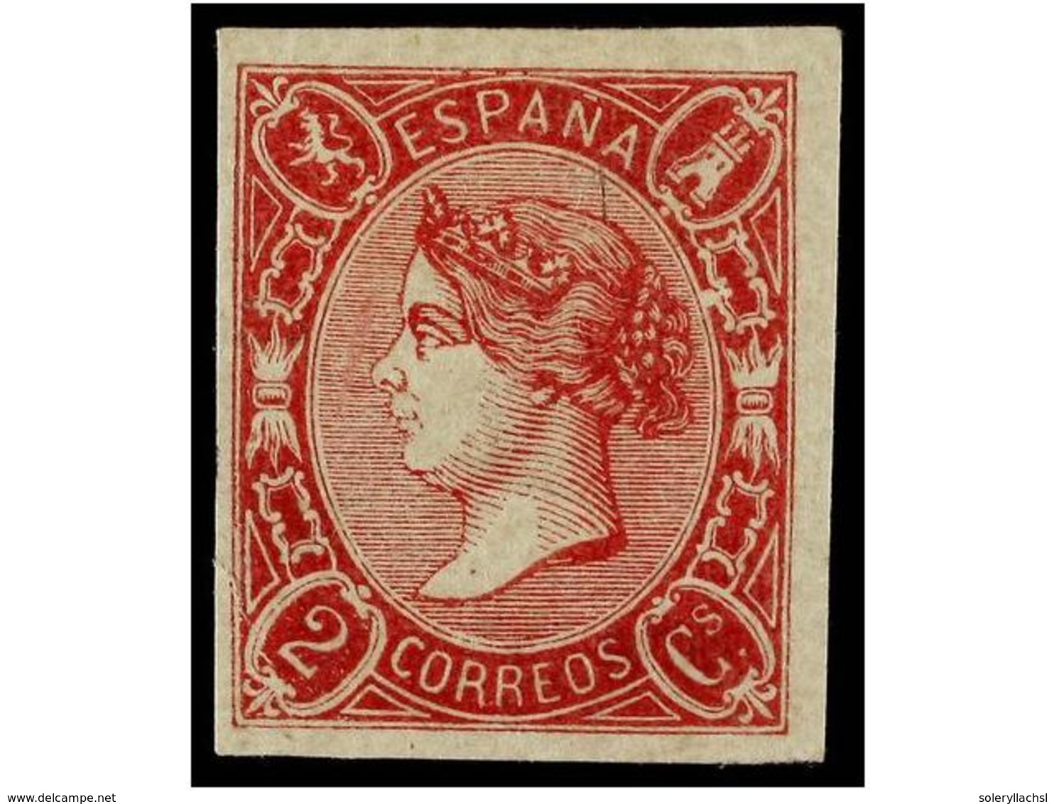 222 * ESPAÑA. Ed.69. <B>2 Cuartos</B> Rosa Carmín. Color Excepcional. MAGNÍFICO EJEMPLAR. Cert. COMEX. Cat. 430€. - Autres & Non Classés