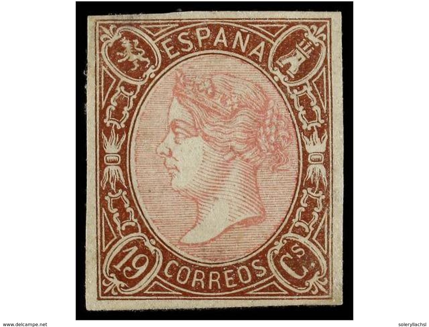 231 (*) ESPAÑA. Ed.71. <B>19 Cuartos</B> Castaño Y Rosa. Ejemplar De Buena Presencia, Adelgazamiento En El Margen Superi - Autres & Non Classés