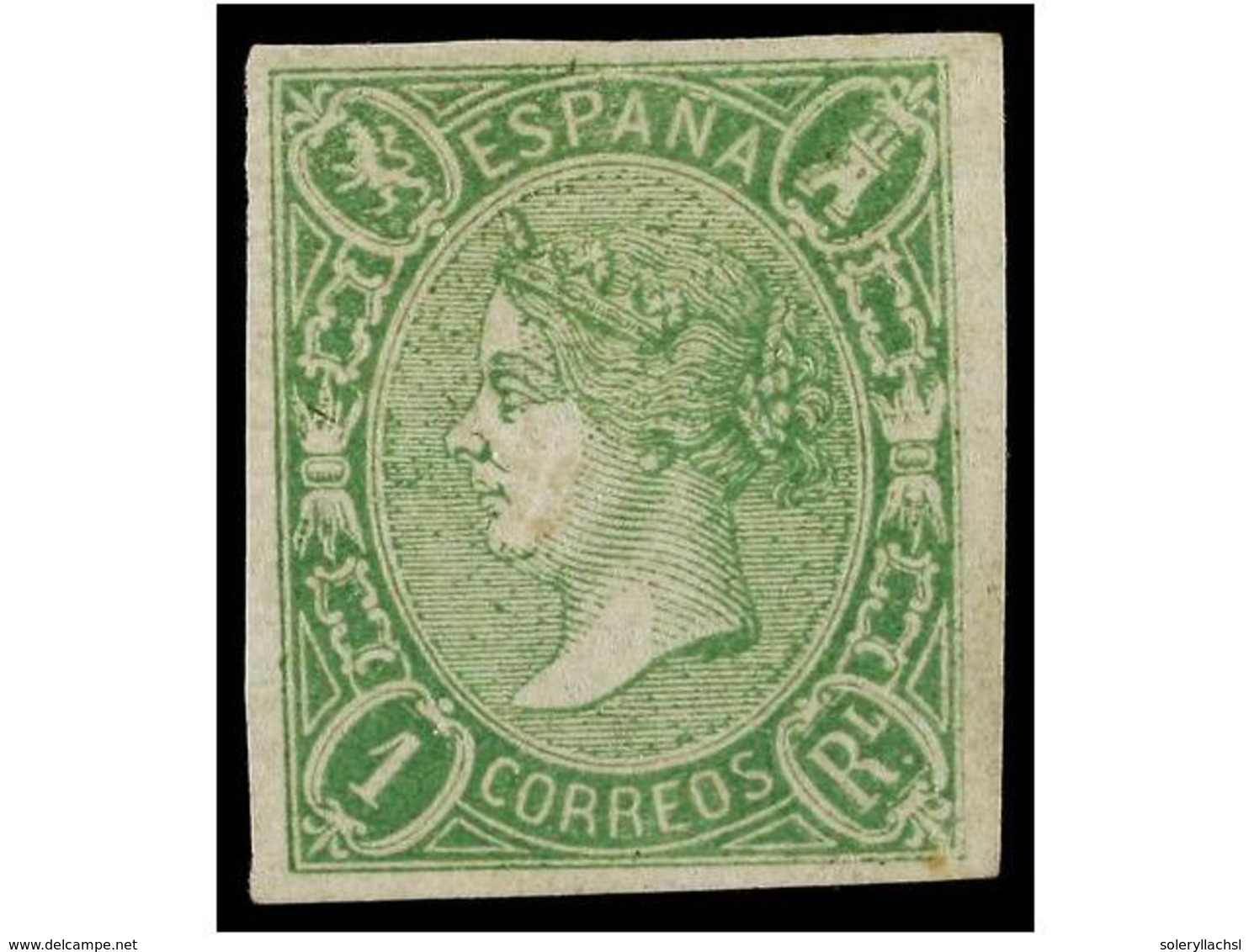 232 * ESPAÑA. Ed.72. <B>1 Real </B>verde. MAGNÍFICO EJEMPLAR, Color Fresco Y Grandes Márgenes. Cert. COMEX. Cat. 560€. - Autres & Non Classés