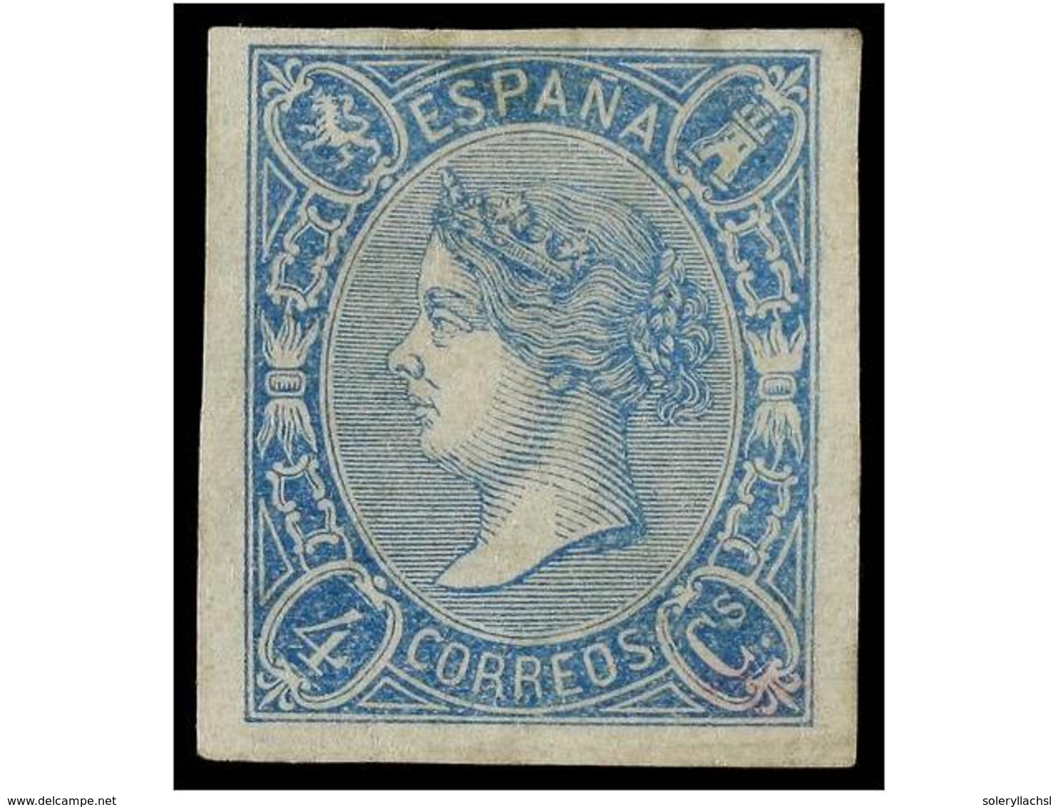 236 (*) ESPAÑA. Ed.NE 2. <B>NO EMITIDOS. 4 Cuartos</B> Azul. Buena Presencia, Parte Superior Reparada. Cert. CEM Y ROIG. - Autres & Non Classés