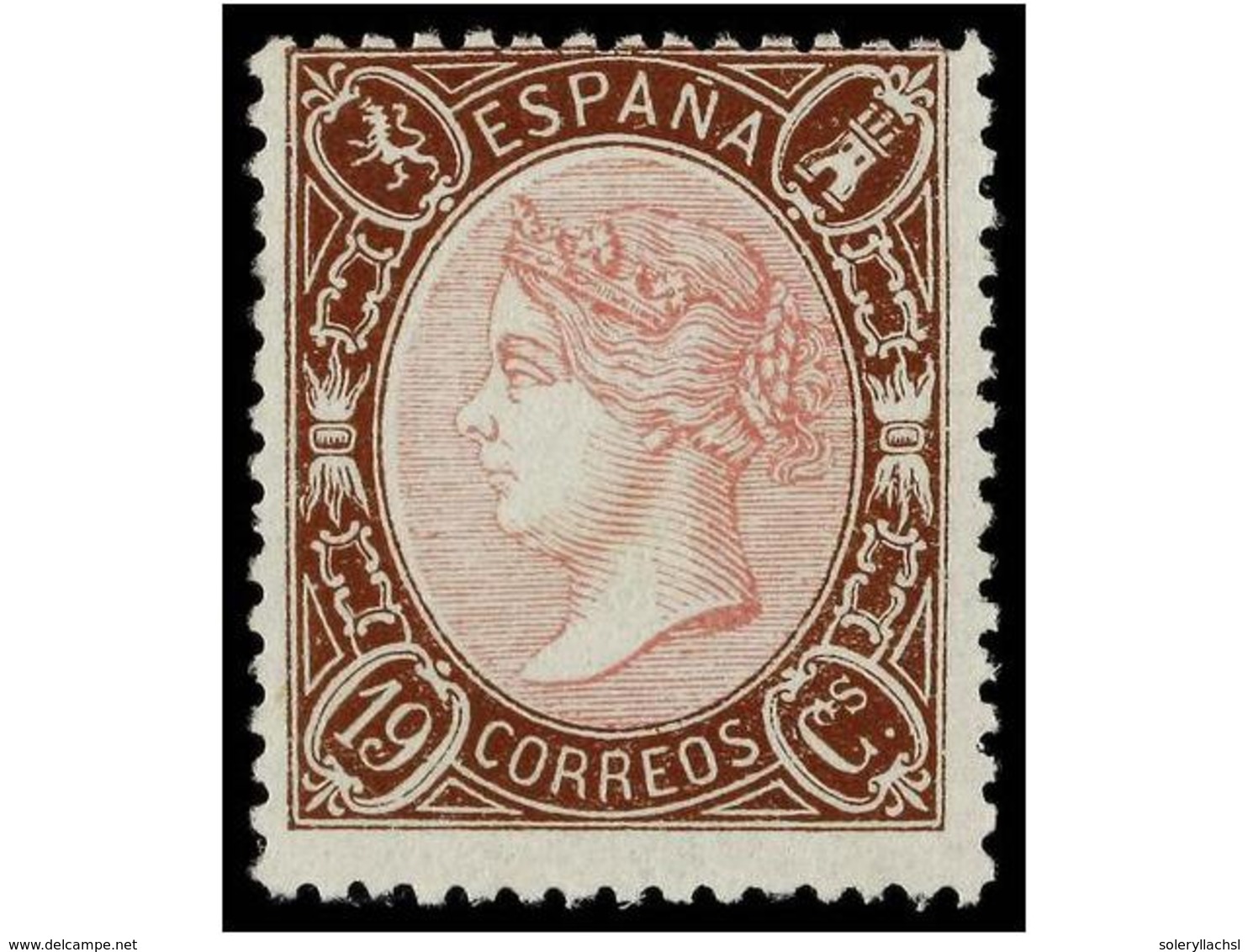 242 (*) ESPAÑA. Ed.77. <B>19 Cuartos</B> Castaño Y Rosa. Magnífico Ejemplar, Dentado Absolutamente Original Y Color Muy  - Autres & Non Classés