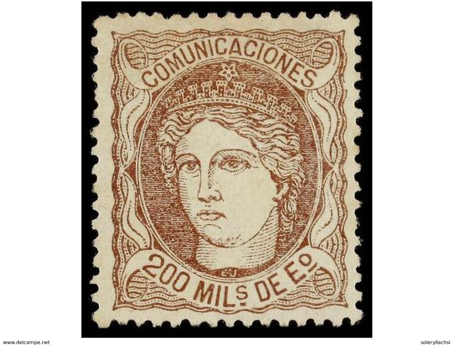 286 (*) ESPAÑA. Ed.109. <B>200 Mils.</B> Castaño. Excelente Centraje, Magnífico Ejemplar. Dictamen GRAUS. Cat. 51€. - Autres & Non Classés