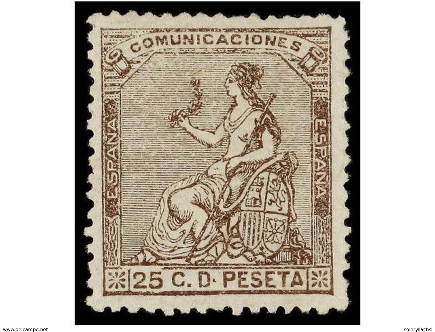 313 ** ESPAÑA. Ed.135. <B>25 Cts.</B> Castaño. PIEZA DE LUJO. Cat. 53€. - Altri & Non Classificati