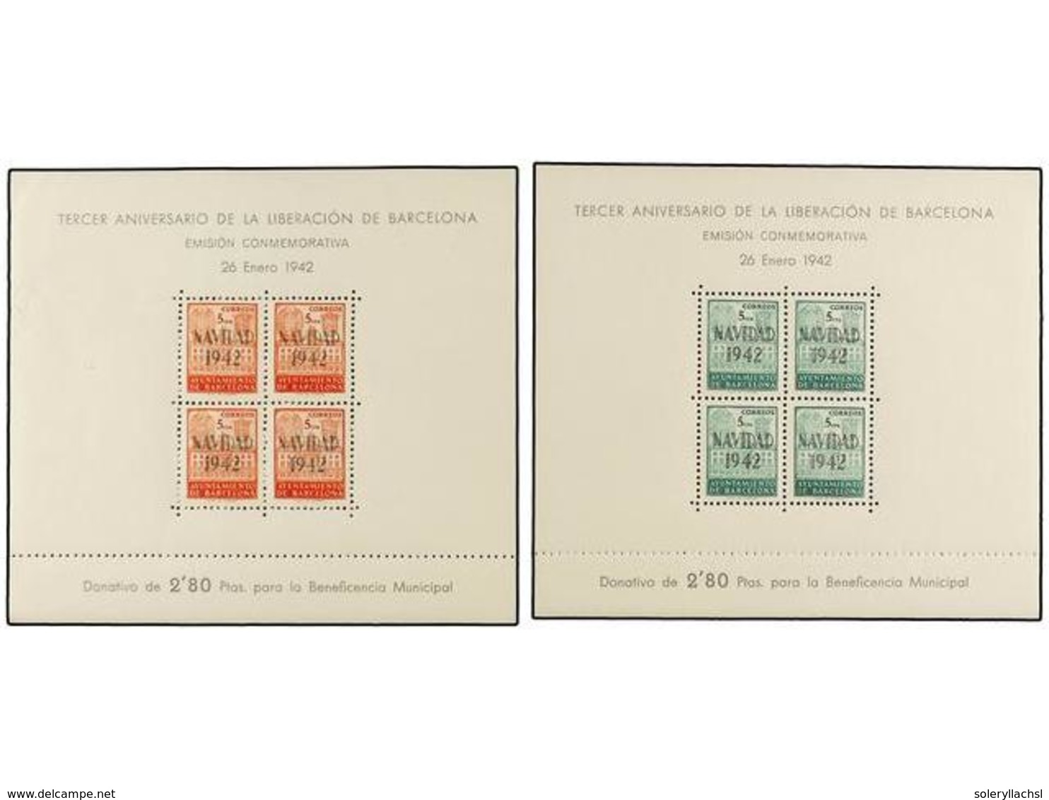 767 ** ESPAÑA: AYUNTAMIENTO DE BARCELONA. Ed.40/41. <B>H.B. NAVIDAD 1942</B>. Serie Completa. LUJO. Cat. 145€. - Autres & Non Classés