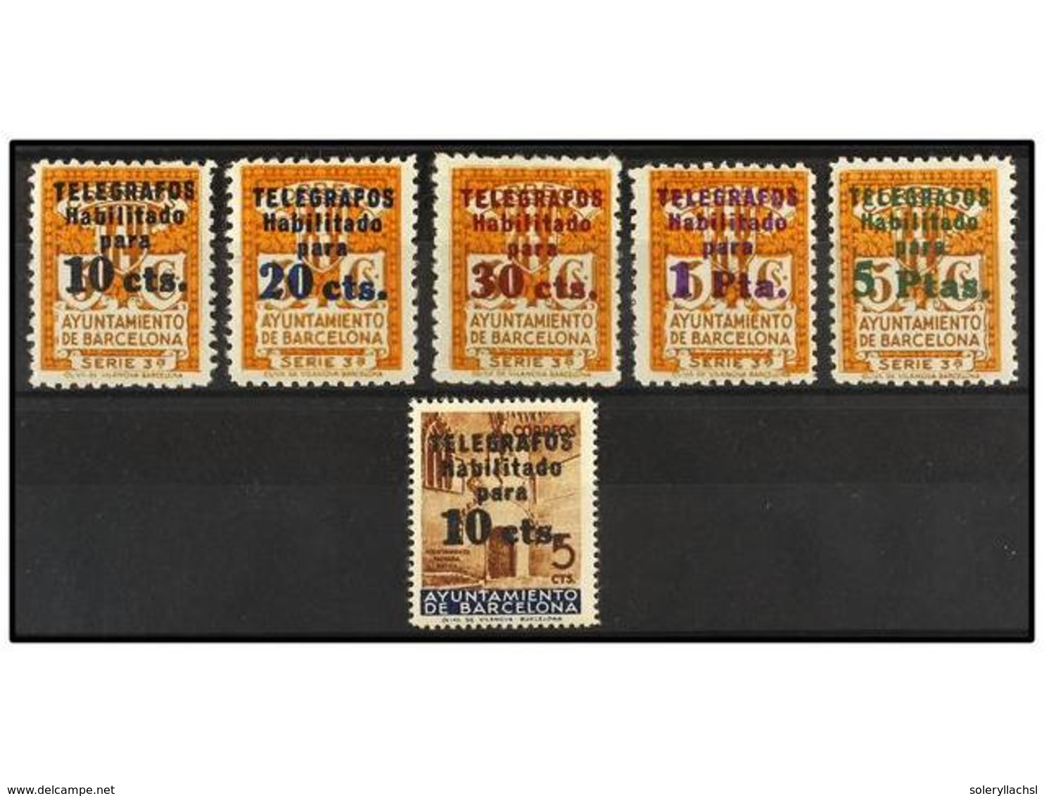 771 * ESPAÑA: AYUNTAMIENTO DE BARCELONA. Ed.T 4/8, 9. <B>TELÉGRAFOS</B>. Series Completas. MUY BONITAS. Cat. 160€. - Autres & Non Classés