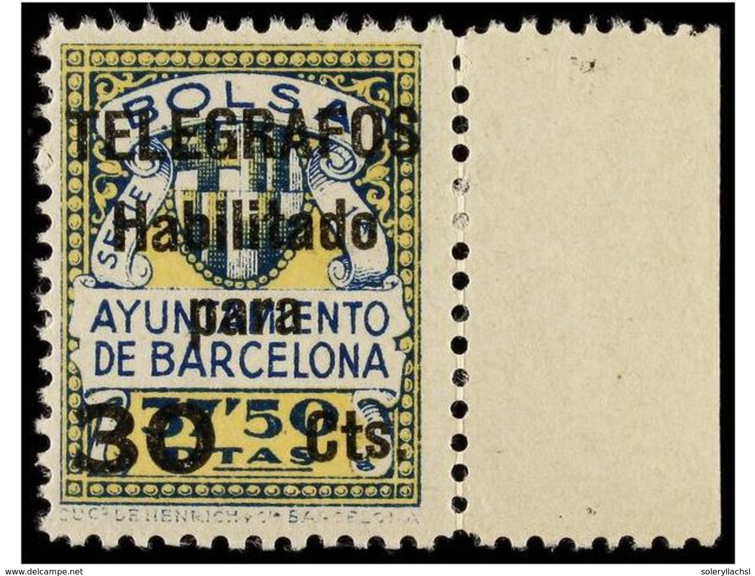 776 ** ESPAÑA: AYUNTAMIENTO DE BARCELONA. Ed.T-NE 1/6. <B>NO EMITIDOS. </B>Serie Completa. LUJO. Cat. 165€. - Autres & Non Classés