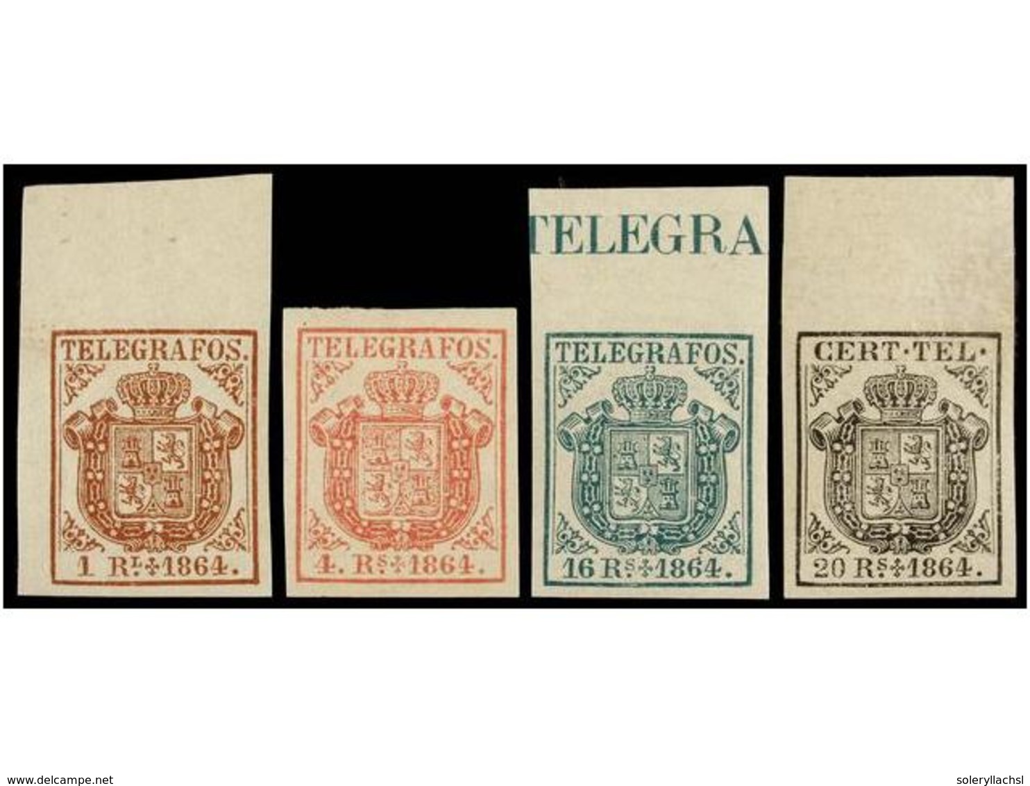 794 ** ESPAÑA: TELEGRAFOS. Ed.1/4. SERIE COMPLETA, Muy Raros Sin Fijasellos. LUJO. Cat. 1.115€. - Autres & Non Classés