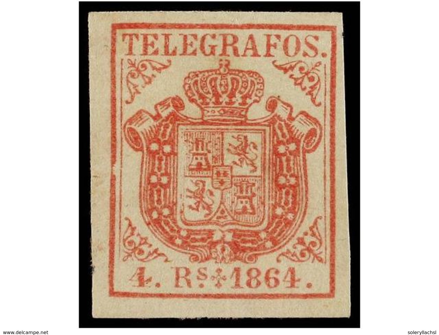 795 * ESPAÑA: TELEGRAFOS. Ed.2. <B>4 Reales</B> Rosa. PIEZA DE LUJO. Cert. COMEX. Cat. 240€. - Autres & Non Classés