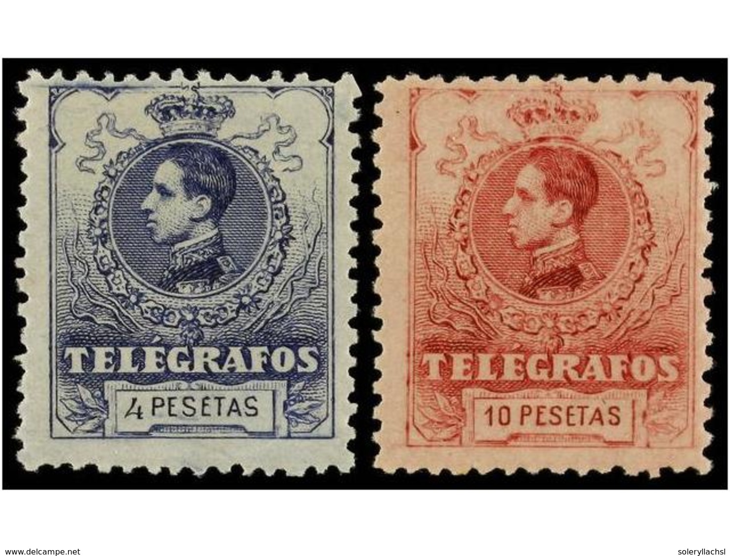 807 ** ESPAÑA: TELEGRAFOS. Ed.47/54. SERIE COMPLETA, Centrajes Buenos Para Esta Emisión. Rara Sin Fijasellos. Cat. +220€ - Autres & Non Classés