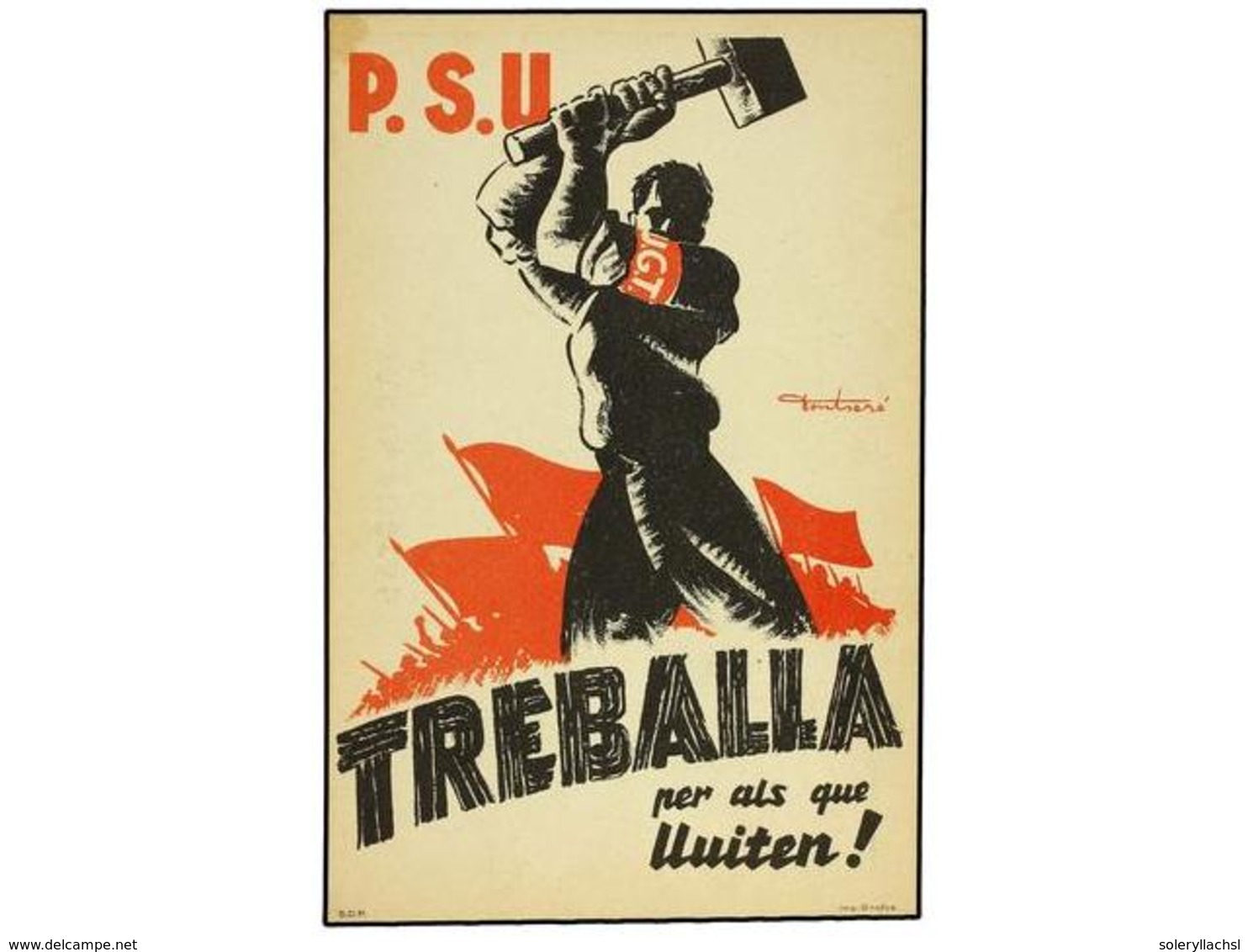 892 ESPAÑA GUERRA CIVIL. 1937. TARJETA POSTAL <B>TREBALLA PER ALS QUE LLUITEN!.</B> Editada Por El PSC-UGT. - Autres & Non Classés