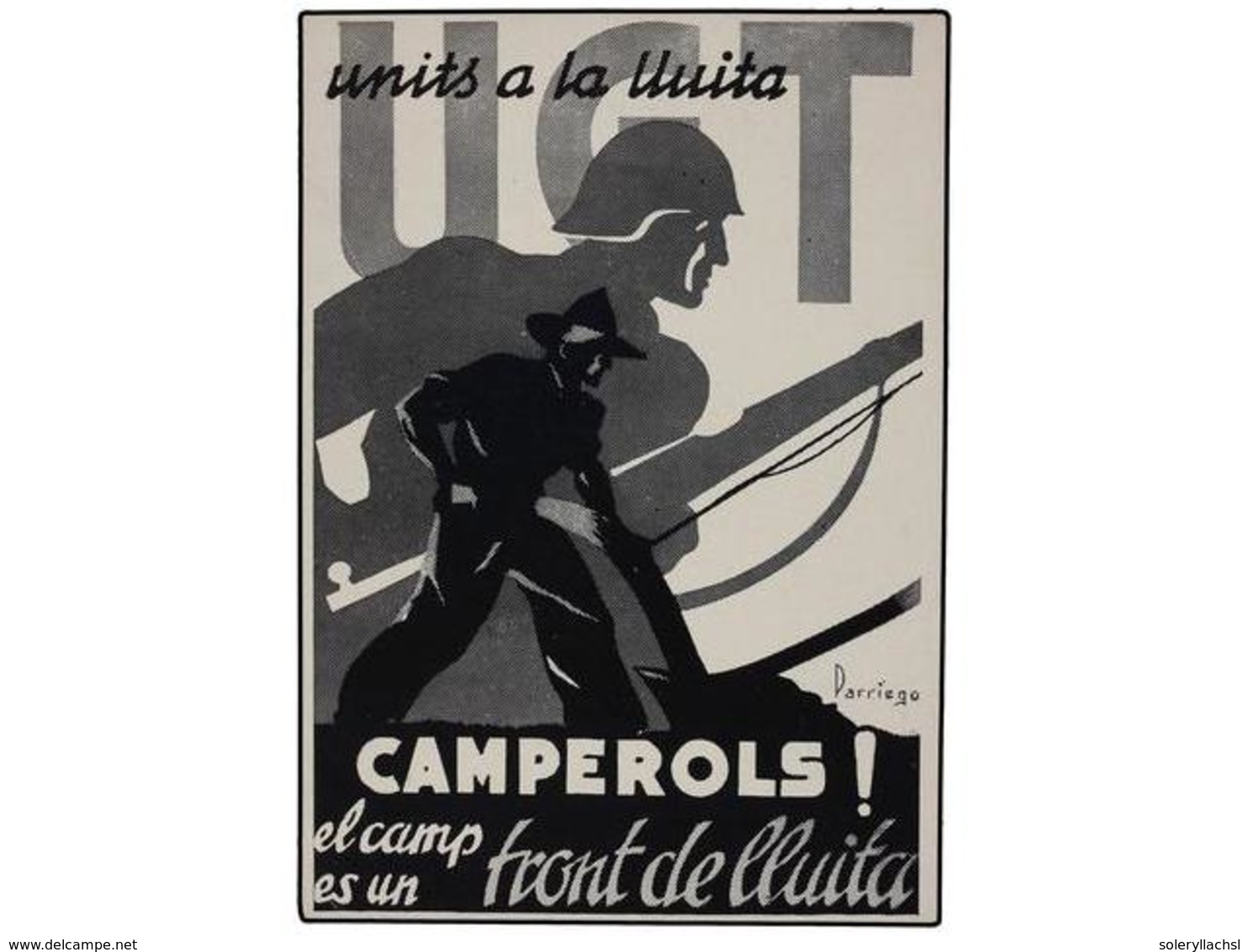 896 ESPAÑA GUERRA CIVIL. TARJETA POSTAL. <B>'Camperols! El Camp Es Un Front De Lluita'. U.G.T. </B> - Autres & Non Classés