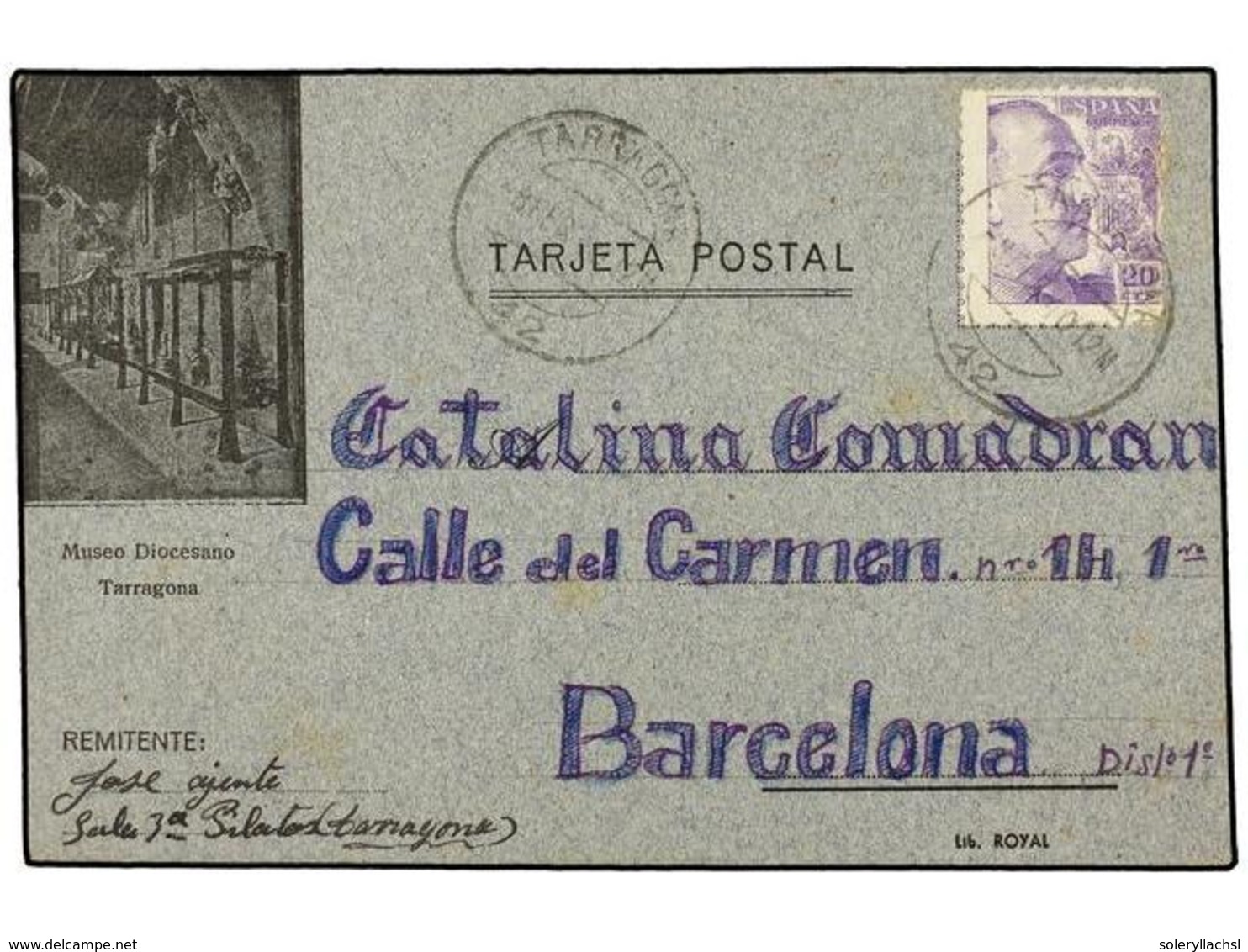 903 ESPAÑA GUERRA CIVIL. 1940. Tarjeta Postal Escrita Desde El Campo De Prisiones <B>PILATOS Sala 3ª </B>de Tarragona. - Autres & Non Classés