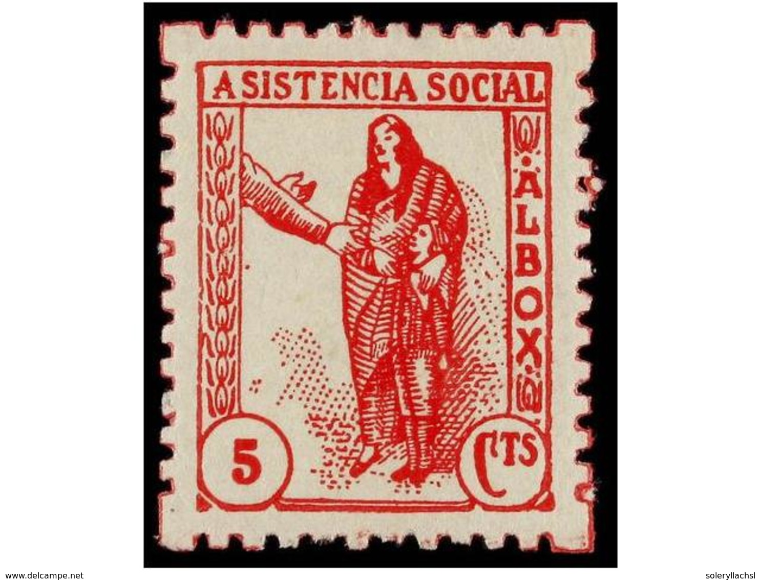 919 ESPAÑA GUERRA CIVIL. <B>ALBOX. Asistencia Social. 5 Cts.</B> Rojo (Allepuz 2). MUY RARA. - Autres & Non Classés