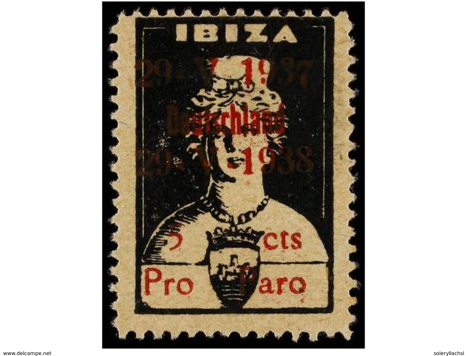 927 ESPAÑA GUERRA CIVIL. <B>IBIZA. 5 Cts. </B> Acorazado <B>'Deutschland'. </B>RARA. - Autres & Non Classés