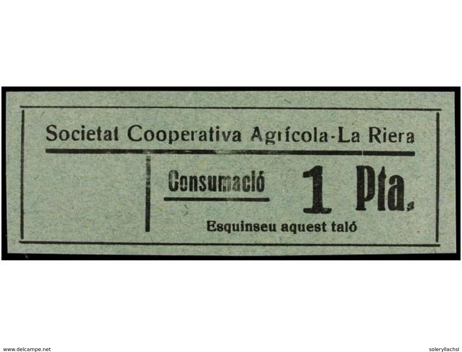 928 ESPAÑA GUERRA CIVIL. <B>LA RIERA. Societat Cooperativa Agrícola. 30 Cts.</B> Rojo Y <B>1 Pta.</B> Verde Azul. No Res - Autres & Non Classés