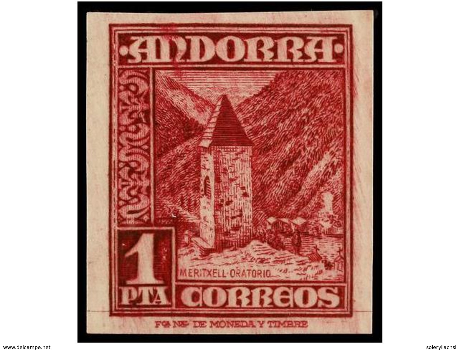 982 ** COLONIAS ESPAÑOLAS: ANDORRA. Ed.54ecs. <B>1 Pta.</B> Lila Rosa <B>ERROR DE COLOR.</B> MAGNÍFICO Y MUY RARO.<BR> C - Autres & Non Classés