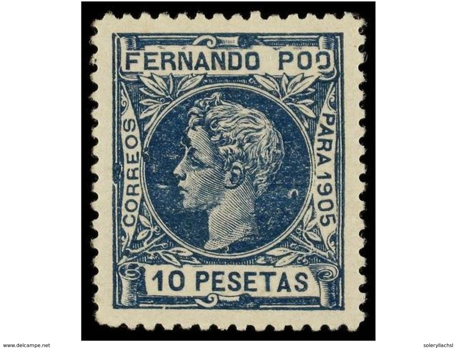 1028 * COLONIAS ESPAÑOLAS: FERNANDO POO. Ed.151. <B>10 Pts.</B> Azul. Centraje Perfecto, Valor Alto De La Serie. MAGNÍFI - Autres & Non Classés