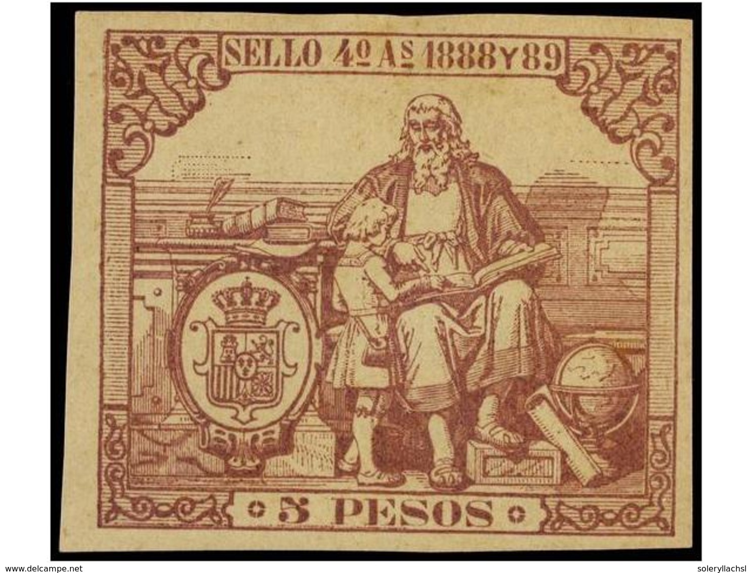 1042 * FILIPINAS. <B>PÓLIZAS 1888-89. </B>6 Sellos, Sello De 2 Pesos Con Dos Perforaciones Y Algún Otro Defecto. - Autres & Non Classés