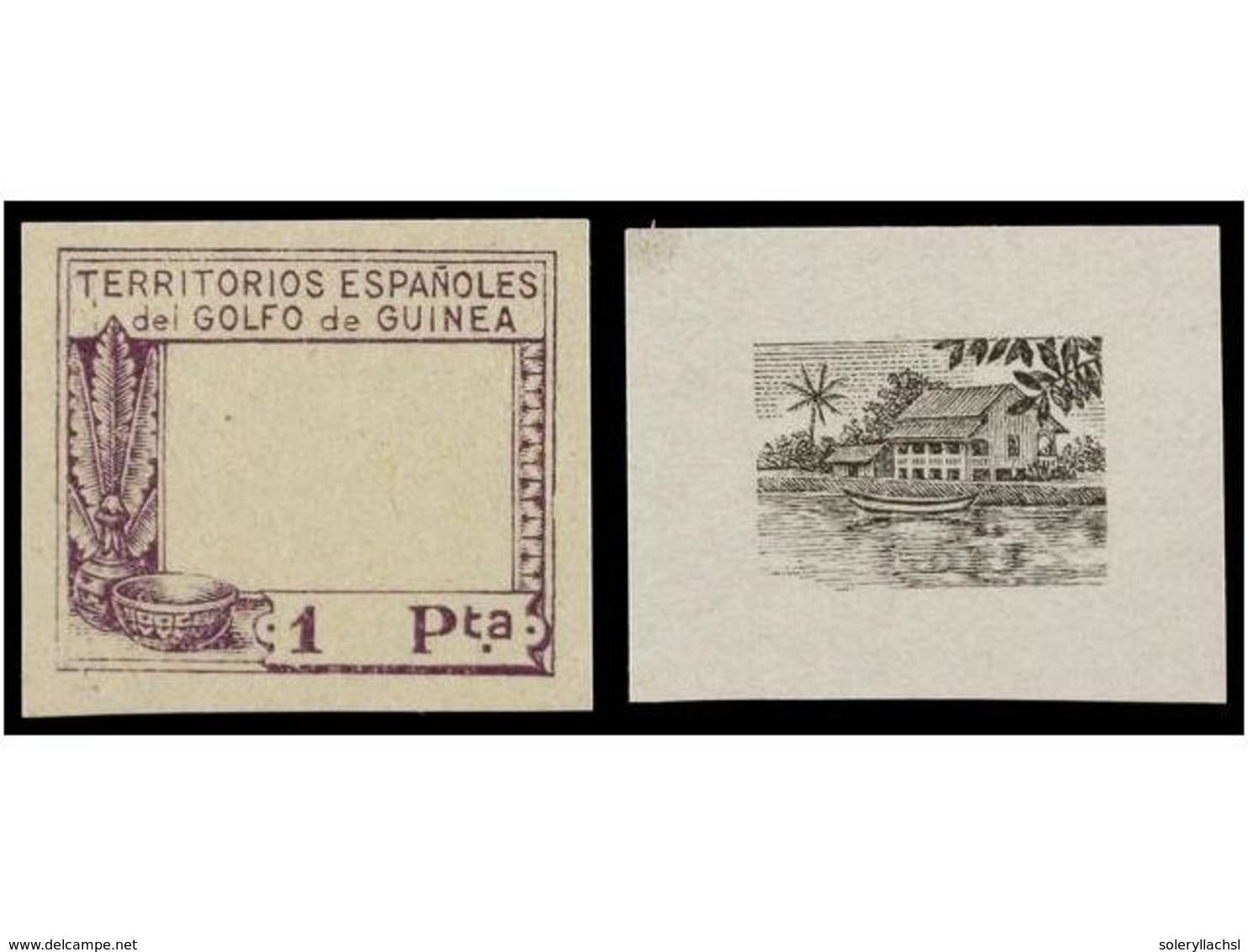 1061 (*) COLONIAS ESPAÑOLAS: GUINEA. Ed.176. <B>1 Pta. </B>violeta Y Negro. <B>ENSAYOS DE COLOR</B>. Impresión Del Marco - Autres & Non Classés