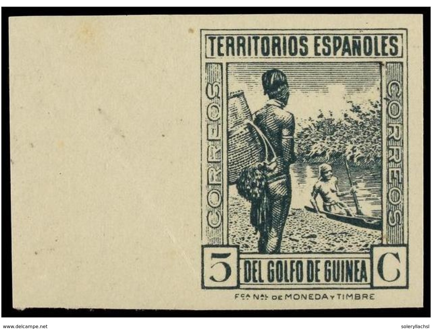 1088 ** COLONIAS ESPAÑOLAS: GUINEA. Ed.264cc. <B>5 Cts.</B> Verde Gris<B> CAMBIO DE COLOR SIN DENTAR.</B> No Reseñado. M - Autres & Non Classés